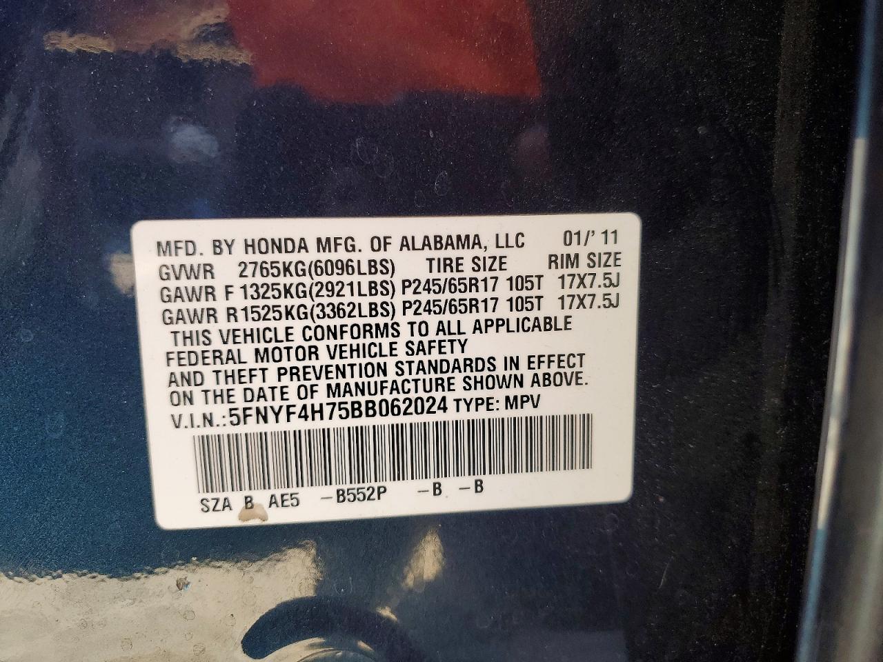 2011 Honda Pilot Exln Синий vin: 5FNYF4H75BB062024