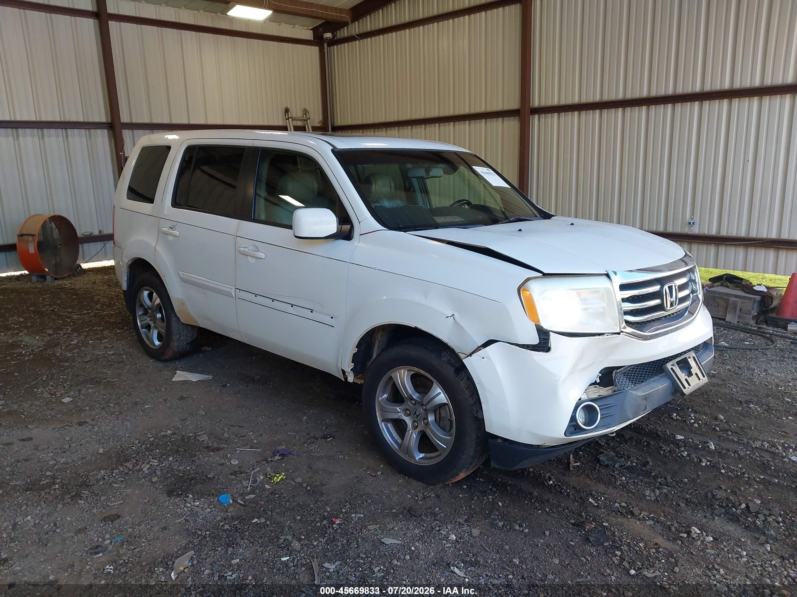 2012 Honda Pilot Ex-l White vin: 5FNYF4H75CB030644