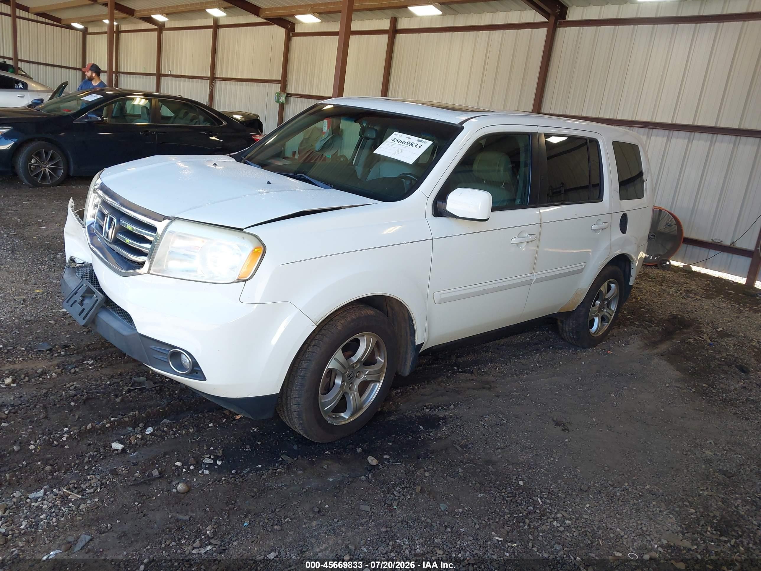 2012 Honda Pilot Ex-l White vin: 5FNYF4H75CB030644