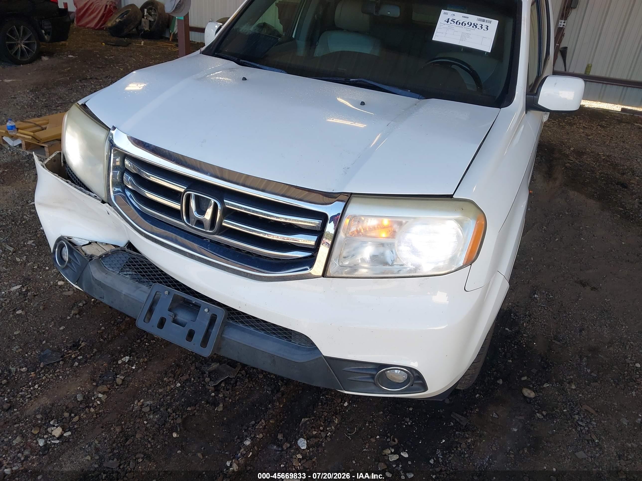 2012 Honda Pilot Ex-l White vin: 5FNYF4H75CB030644