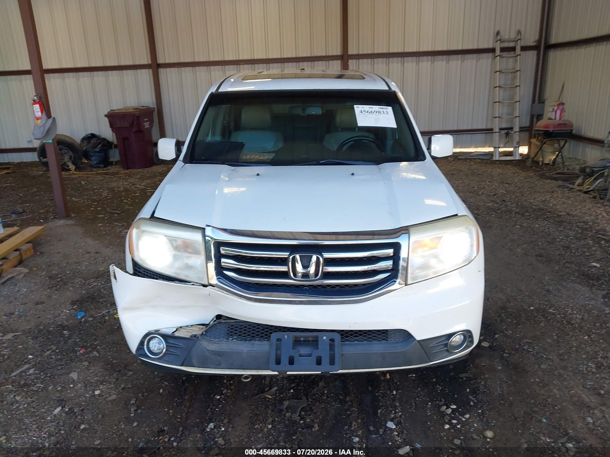 2012 Honda Pilot Ex-l White vin: 5FNYF4H75CB030644
