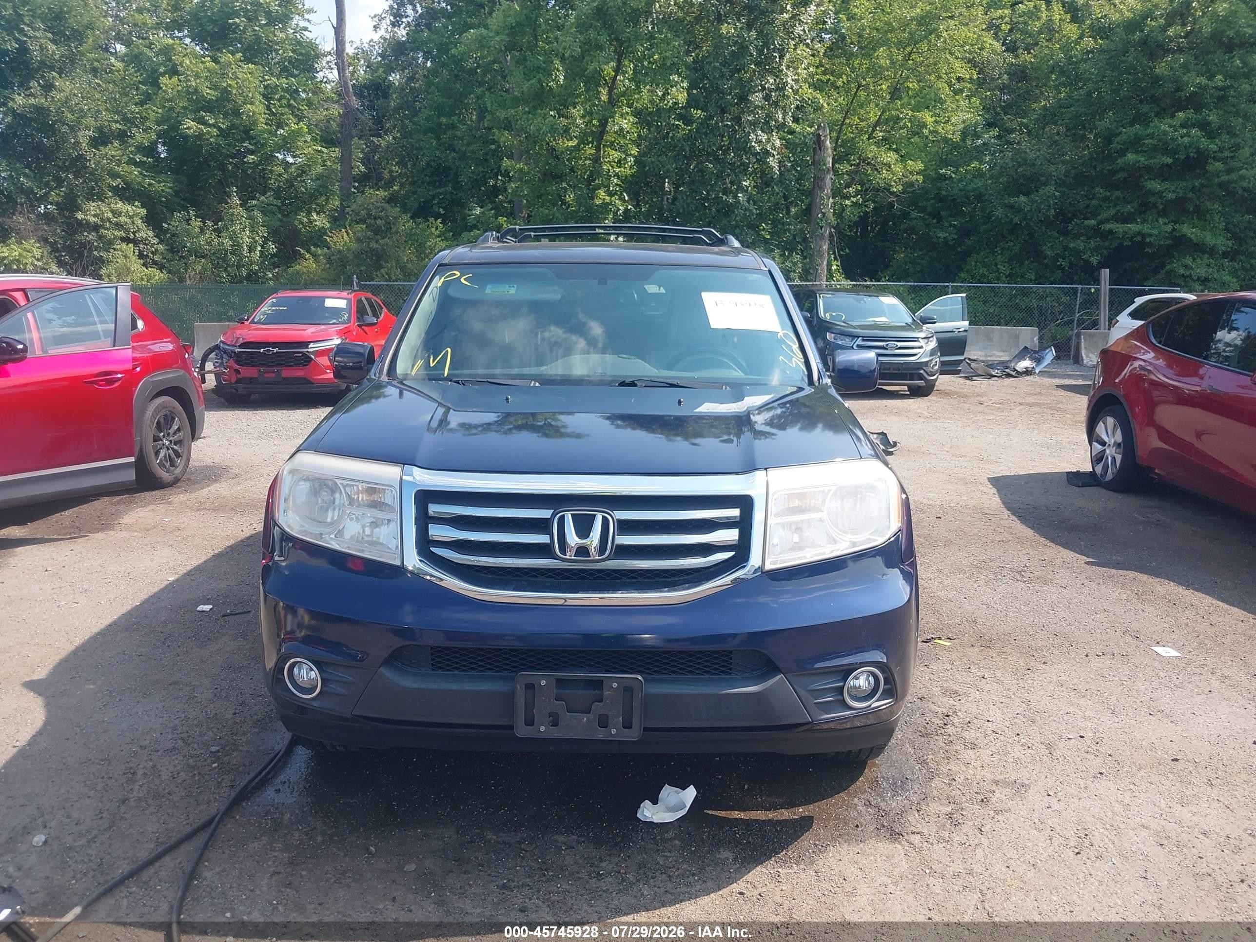 2014 Honda Pilot Ex-l Blue vin: 5FNYF4H75EB043784