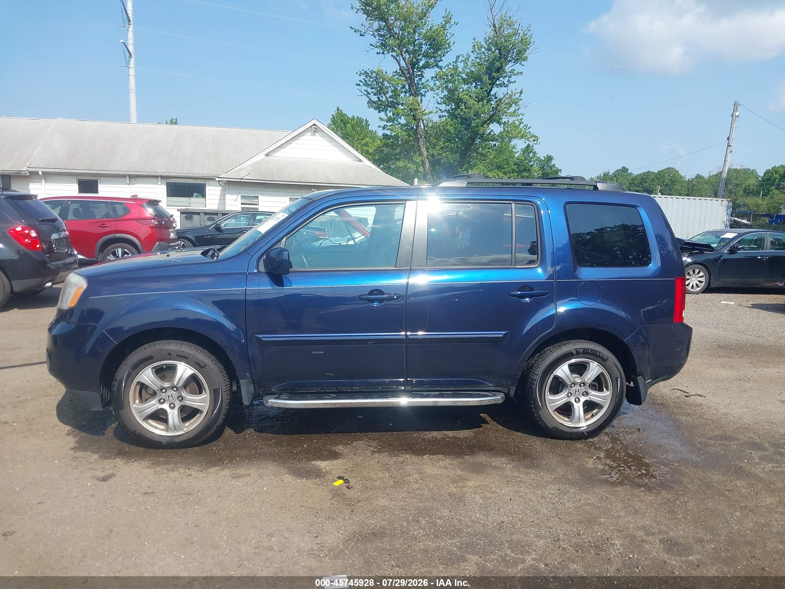2014 Honda Pilot Ex-l Blue vin: 5FNYF4H75EB043784