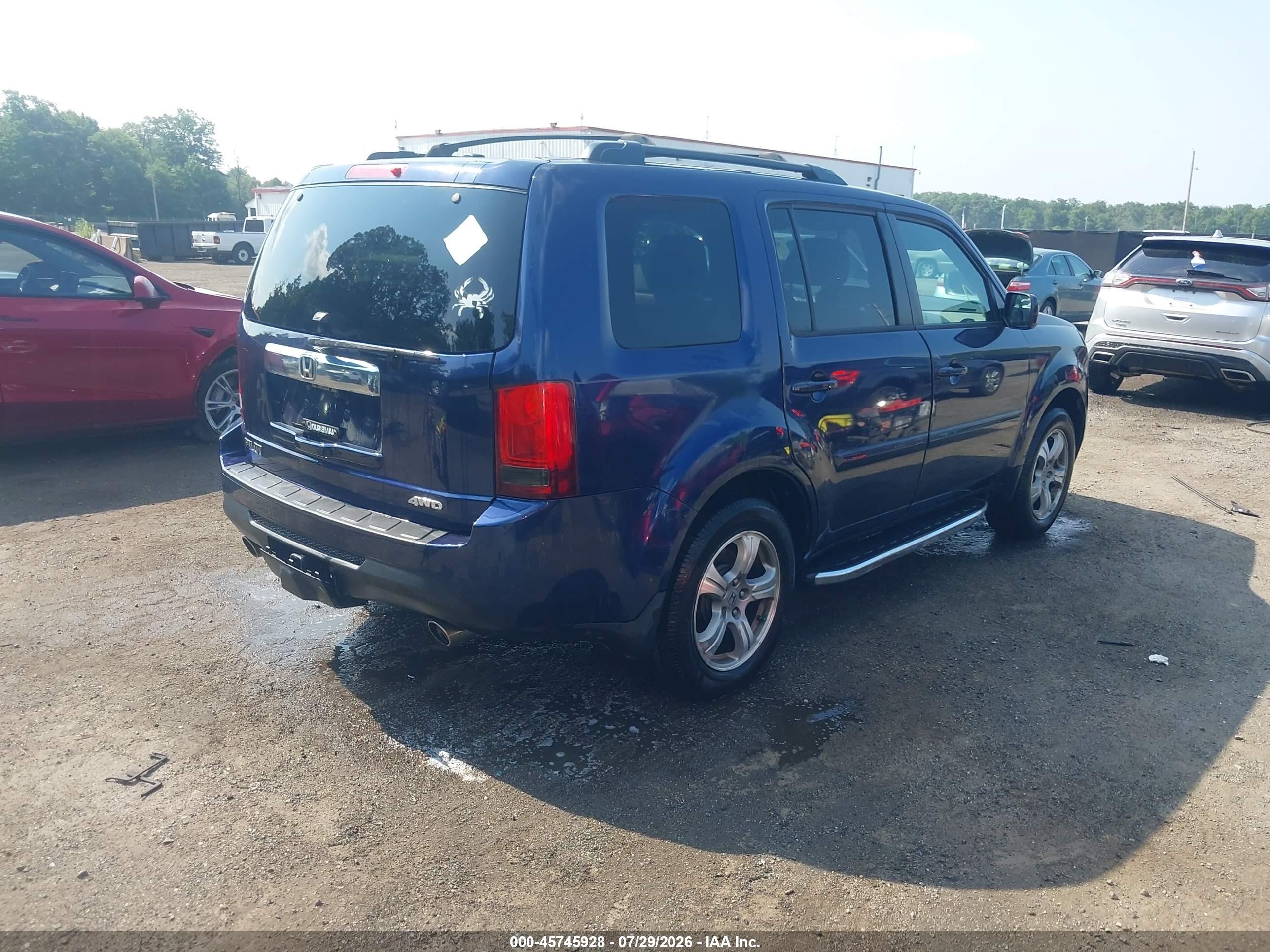 2014 Honda Pilot Ex-l Blue vin: 5FNYF4H75EB043784