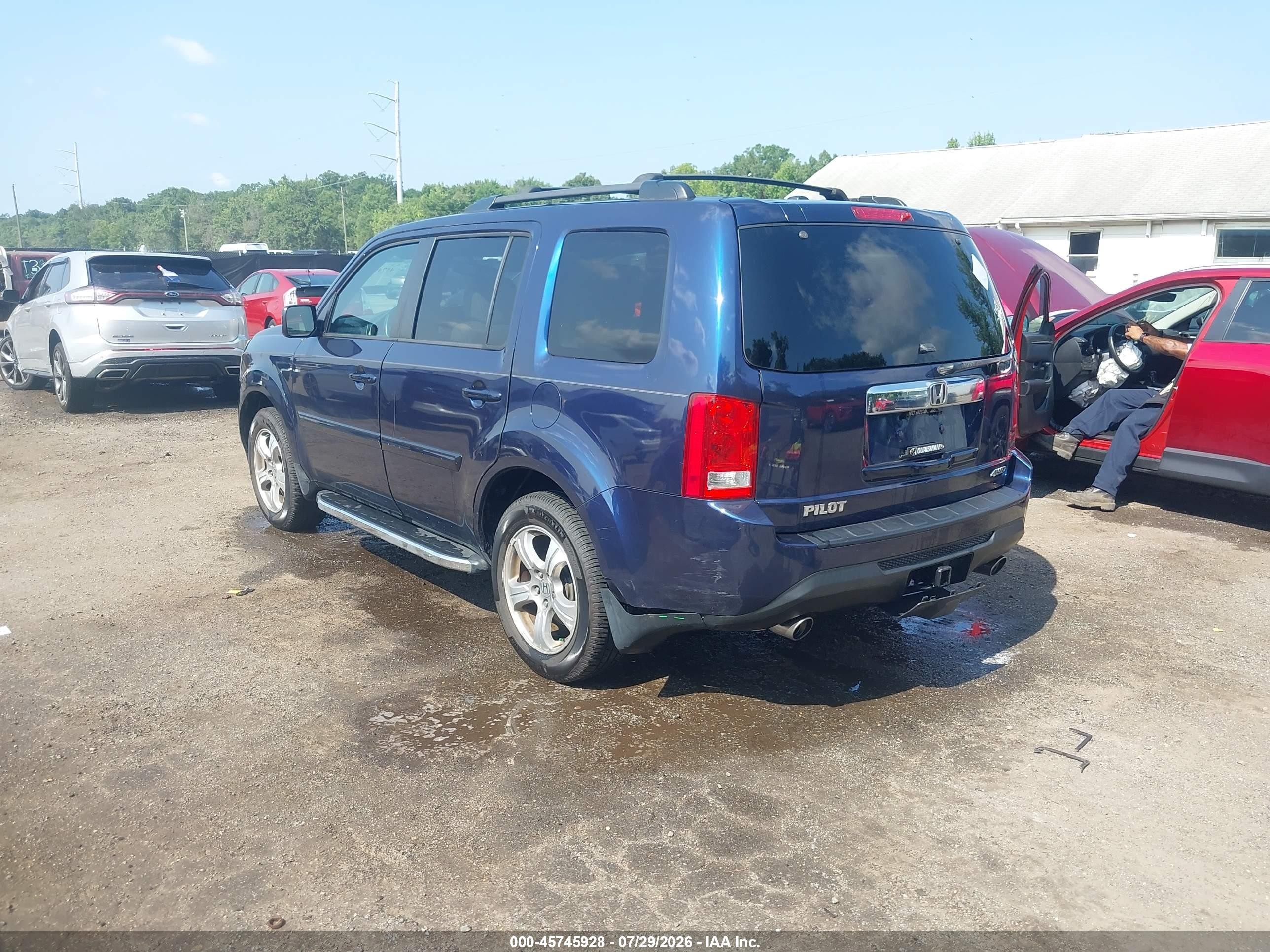 2014 Honda Pilot Ex-l Blue vin: 5FNYF4H75EB043784