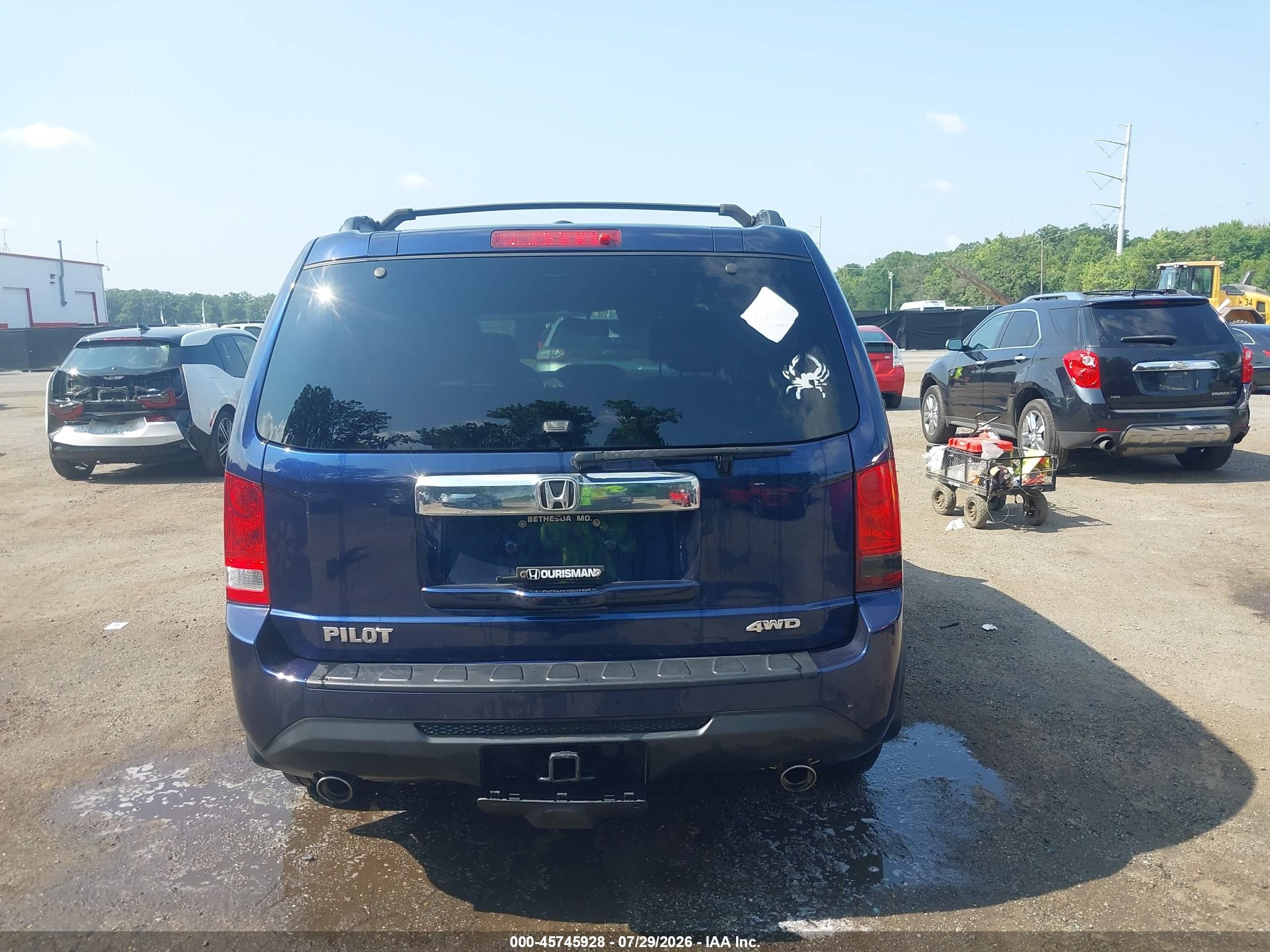 2014 Honda Pilot Ex-l Blue vin: 5FNYF4H75EB043784