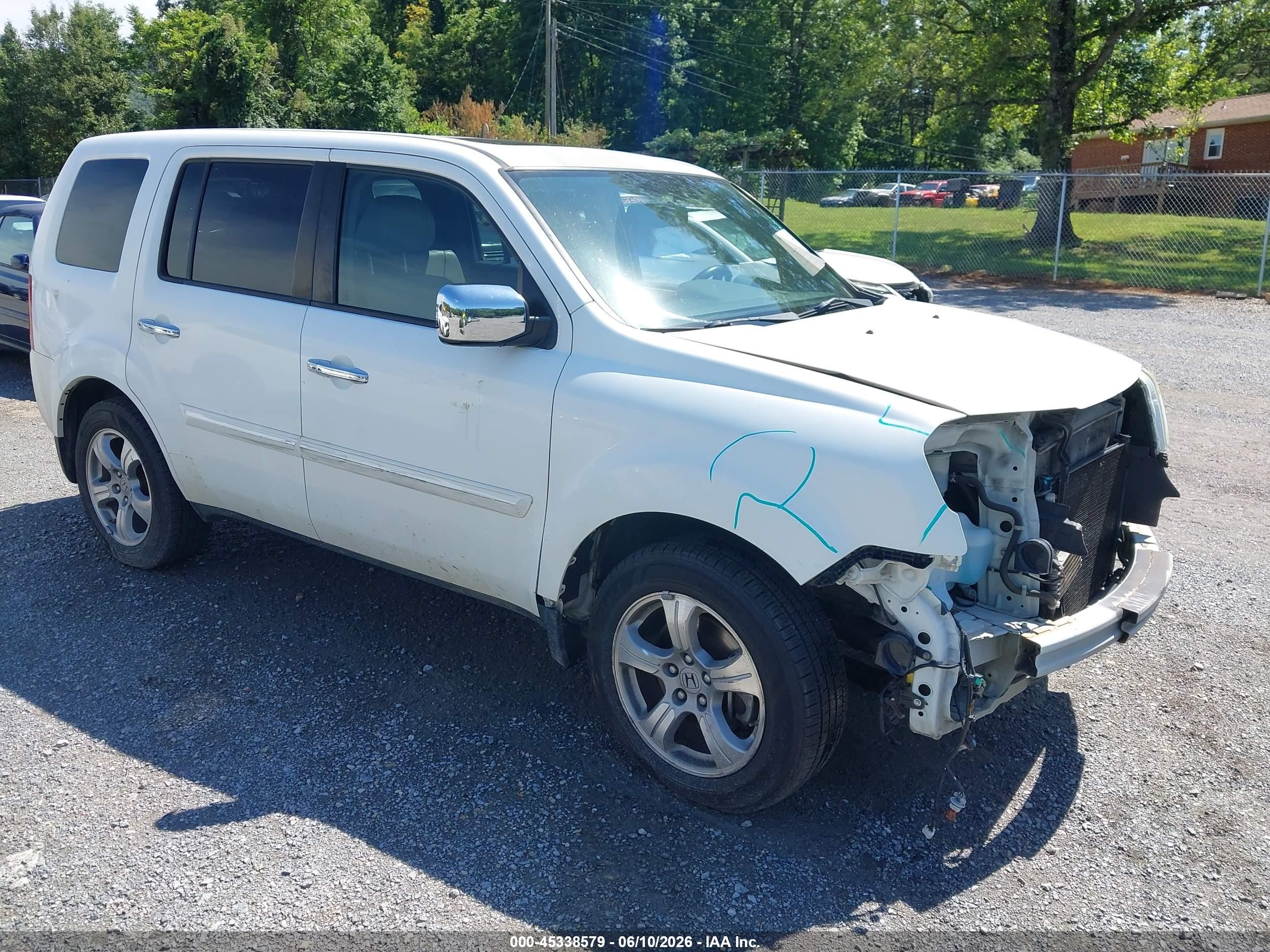 2014 Honda Pilot Ex-l White vin: 5FNYF4H77EB055452