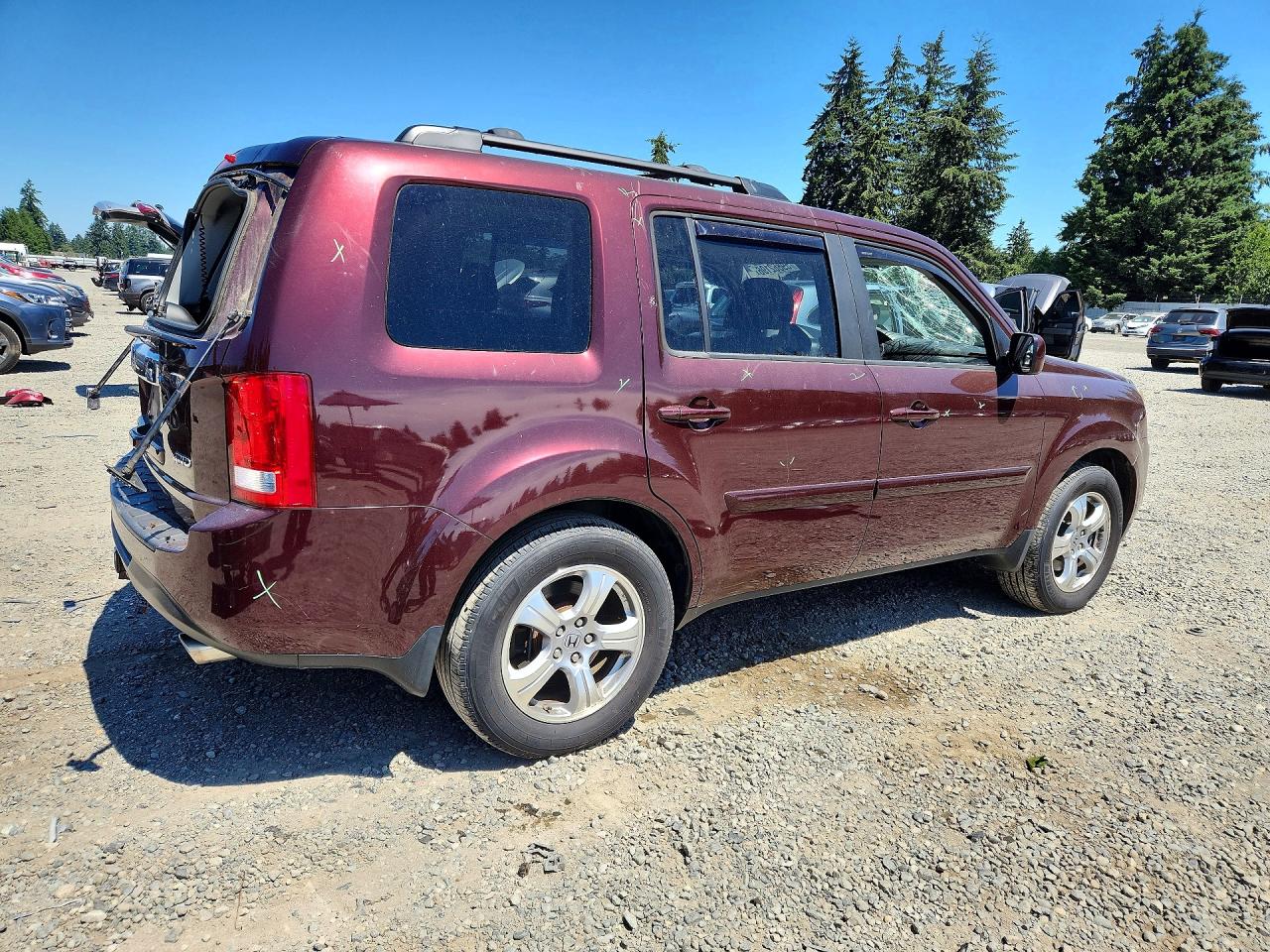 2015 Honda Pilot Exln Maroon vin: 5FNYF4H78FB043831