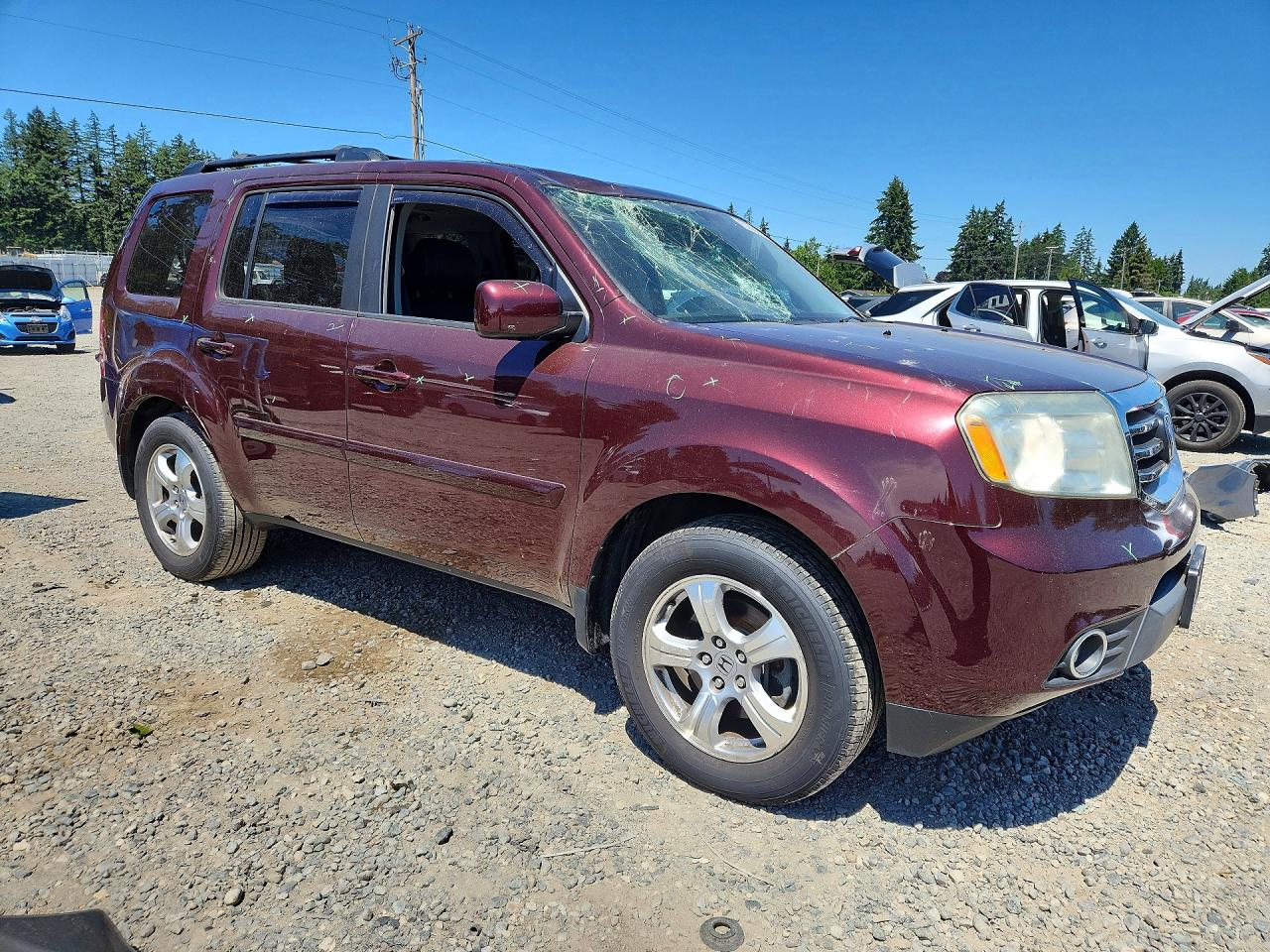 2015 Honda Pilot Exln Maroon vin: 5FNYF4H78FB043831