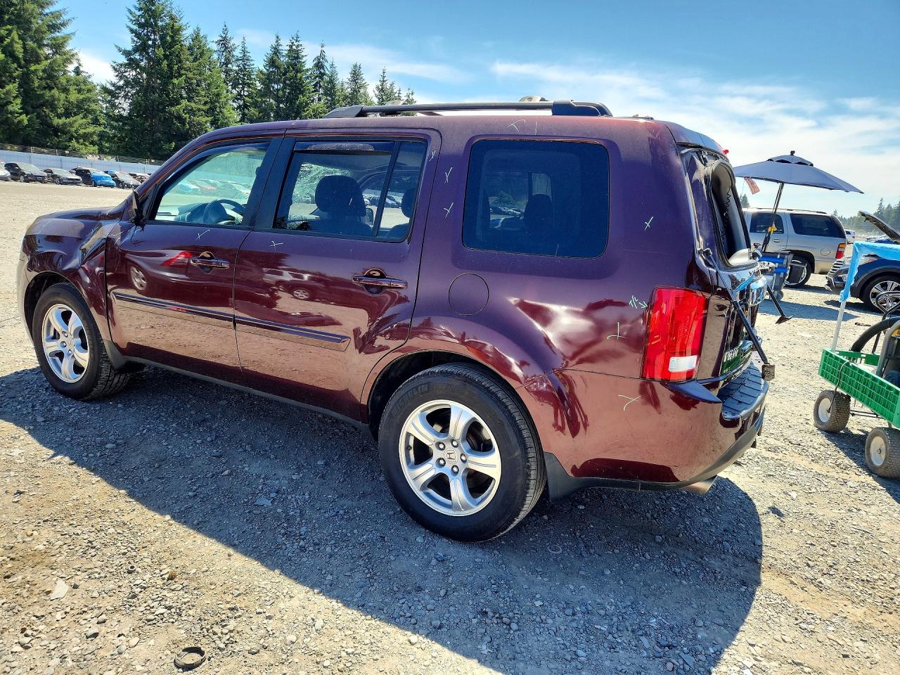 2015 Honda Pilot Exln Maroon vin: 5FNYF4H78FB043831