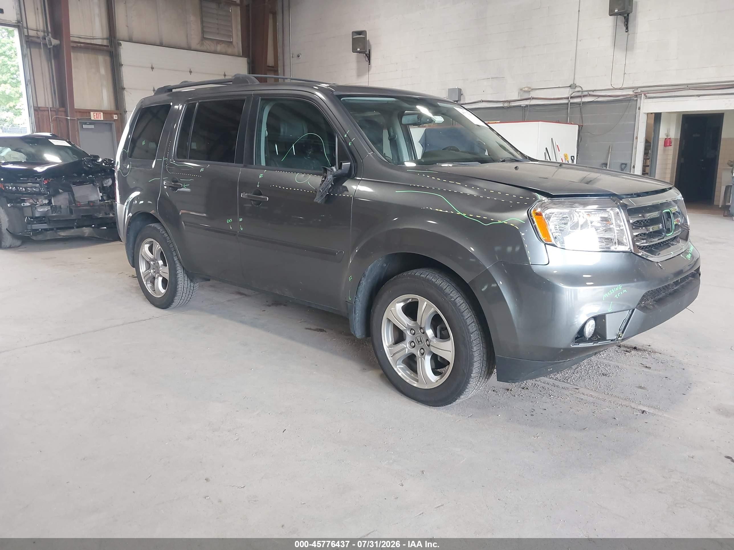 2013 Honda Pilot Ex-l Gray vin: 5FNYF4H79DB015887