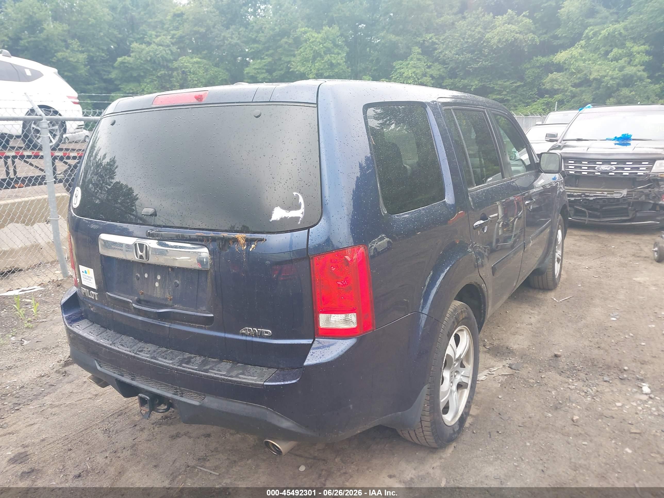 2014 Honda Pilot Ex-l Blue vin: 5FNYF4H7XEB056241