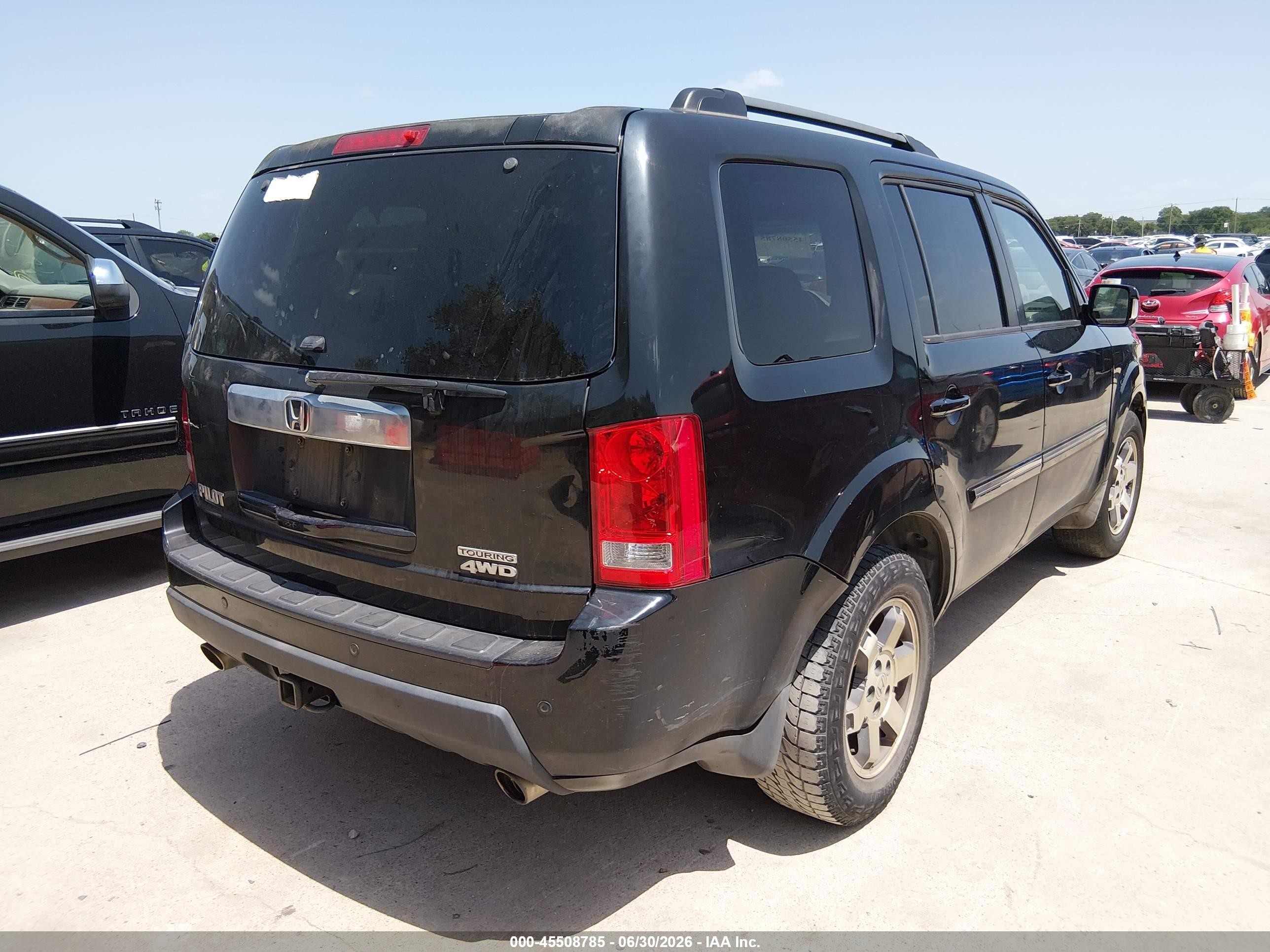 2010 Honda Pilot Touring Black vin: 5FNYF4H86AB025491