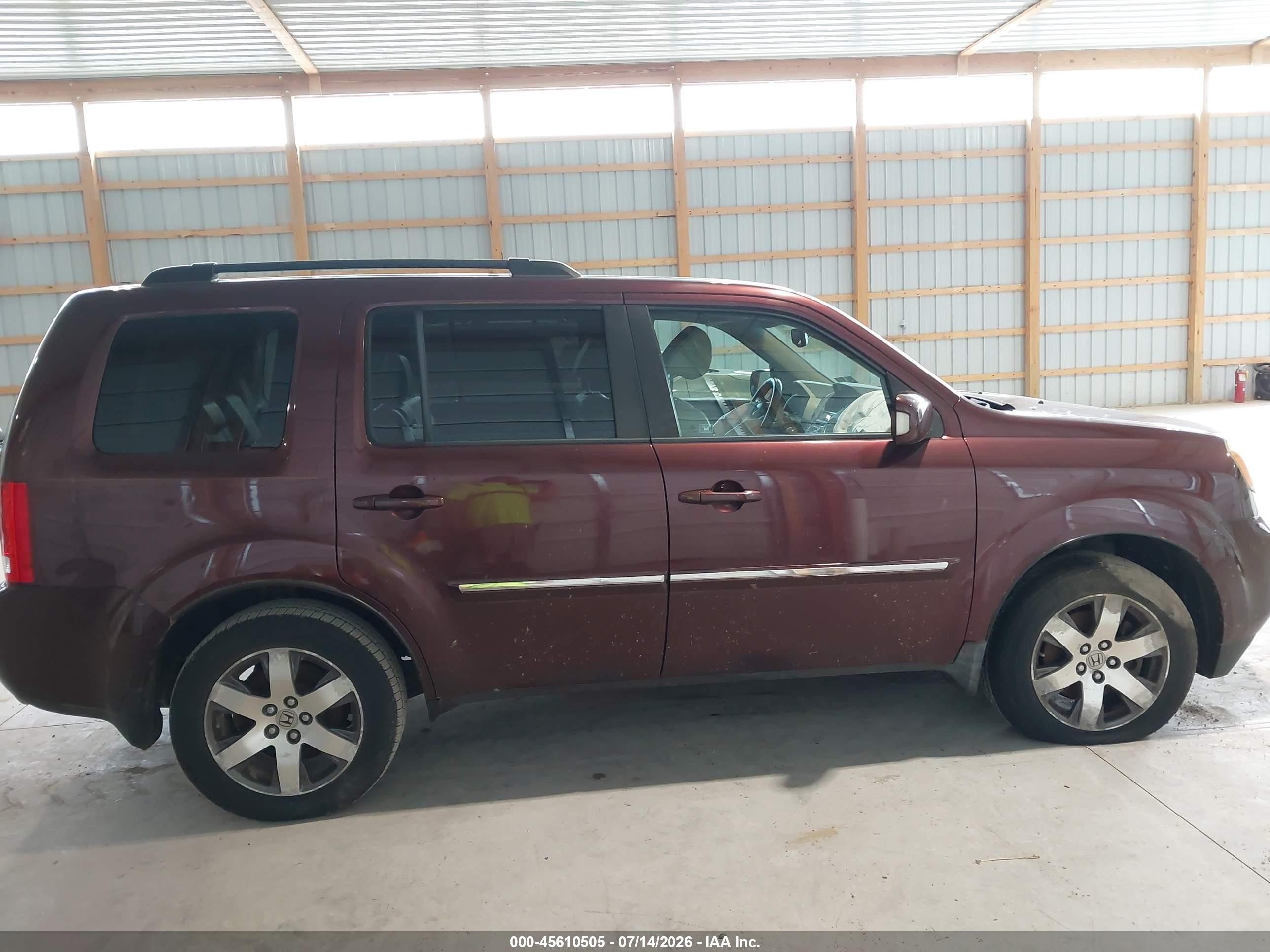 2012 Honda Pilot Touring Maroon vin: 5FNYF4H90CB041598
