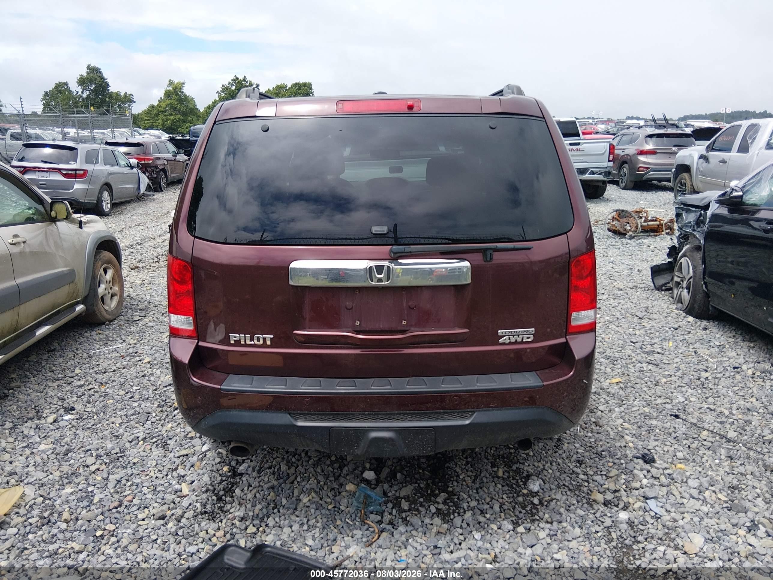 2012 Honda Pilot Touring Burgundy vin: 5FNYF4H90CB065514