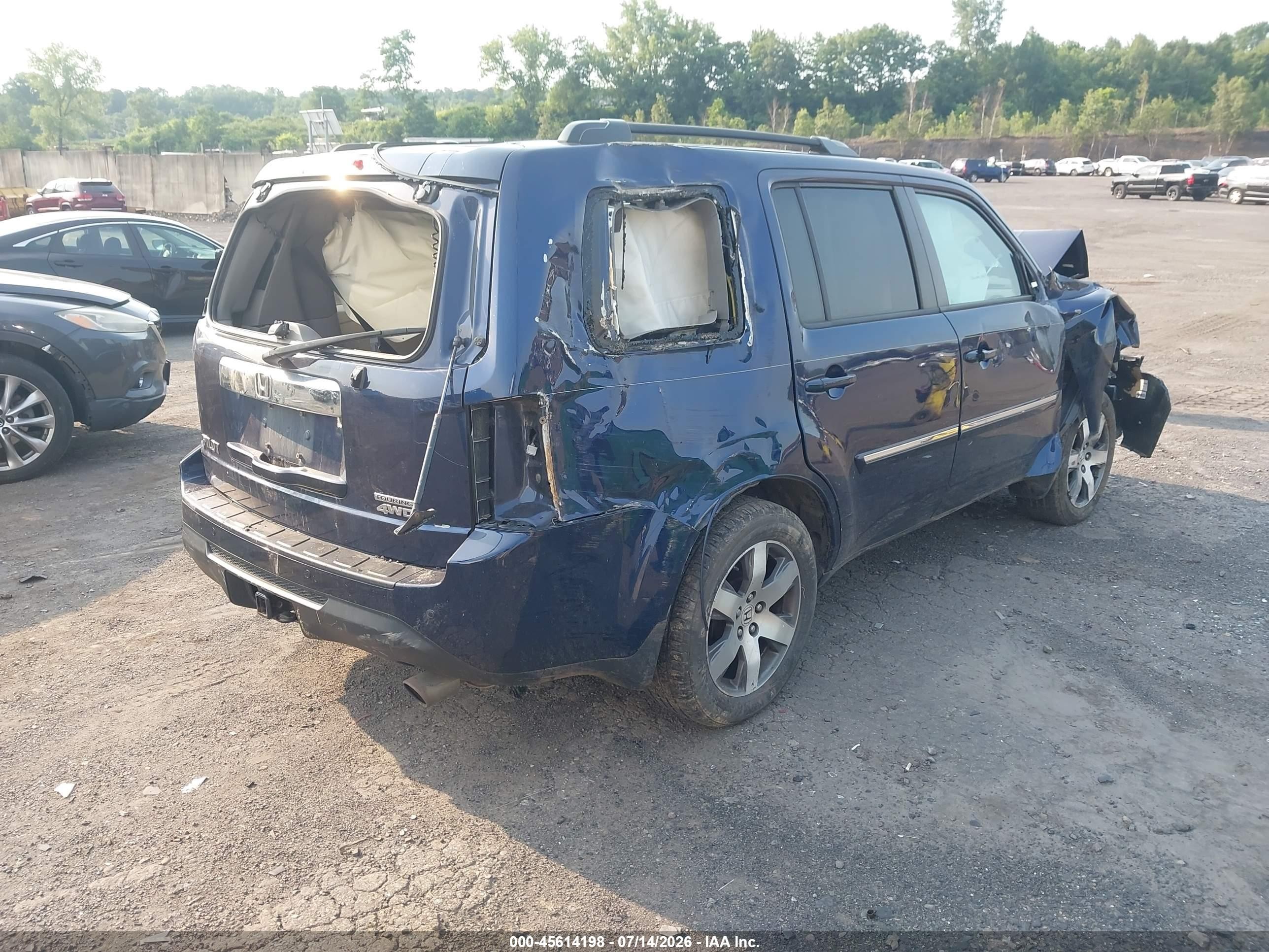 2013 Honda Pilot Touring Blue vin: 5FNYF4H90DB077650