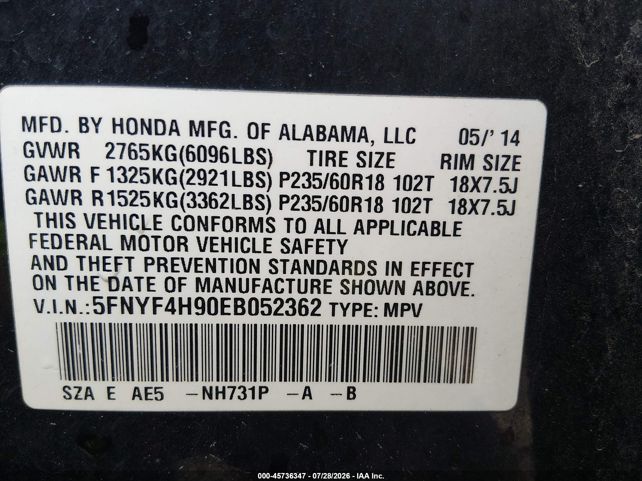 2014 Honda Pilot Touring Черный vin: 5FNYF4H90EB052362