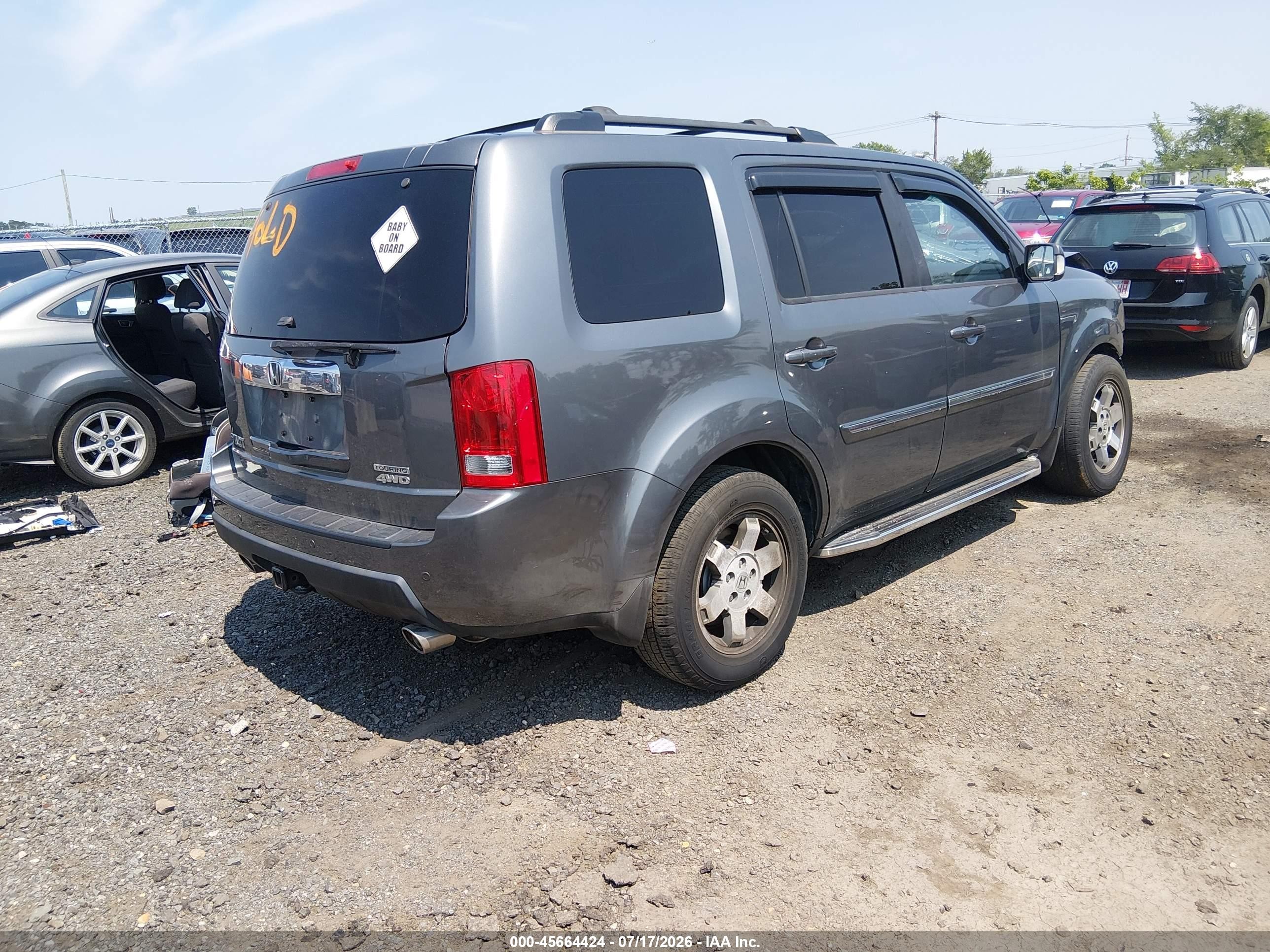 2011 Honda Pilot Touring Серый vin: 5FNYF4H91BB012609