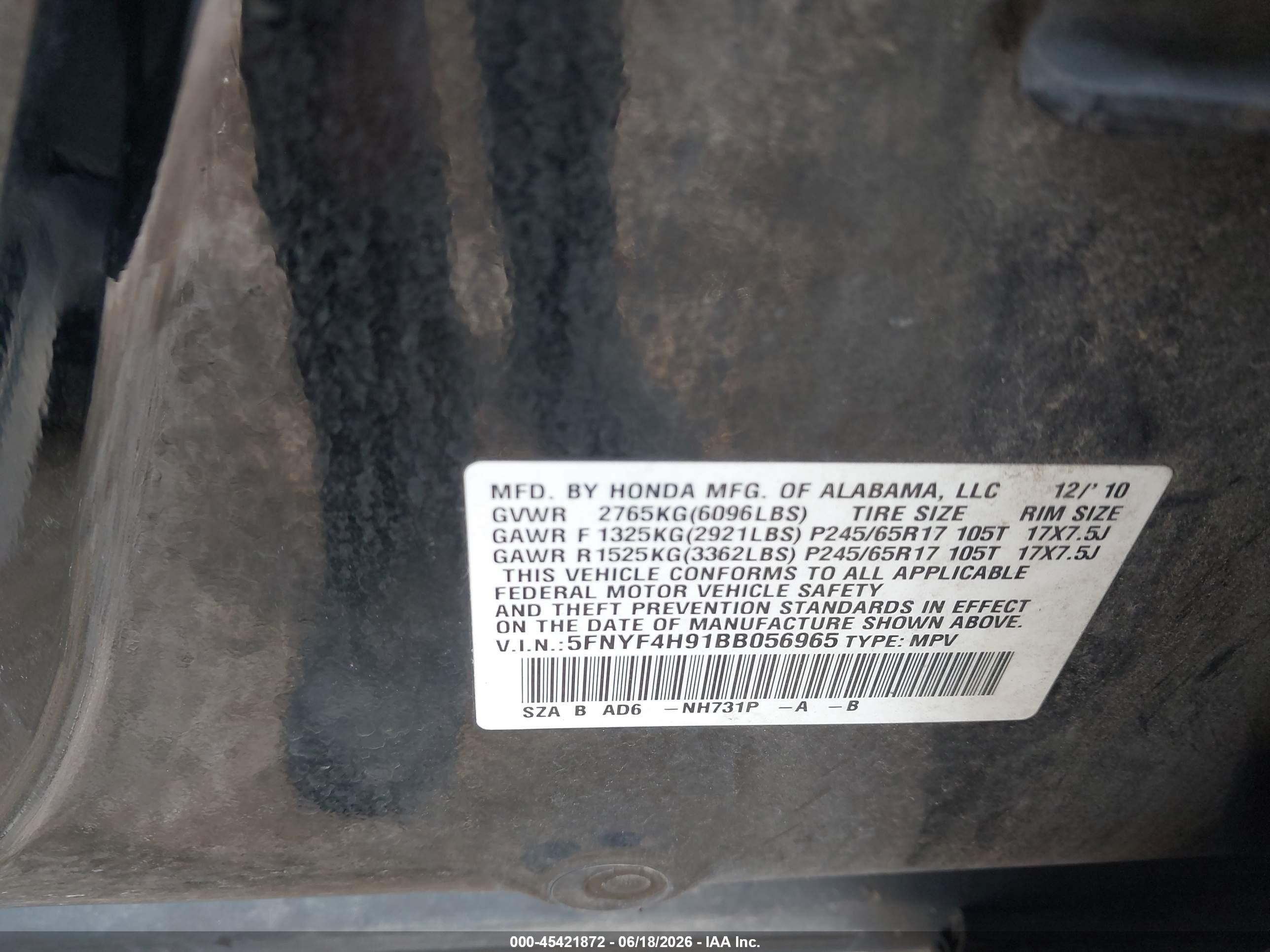 2011 Honda Pilot Touring Черный vin: 5FNYF4H91BB056965