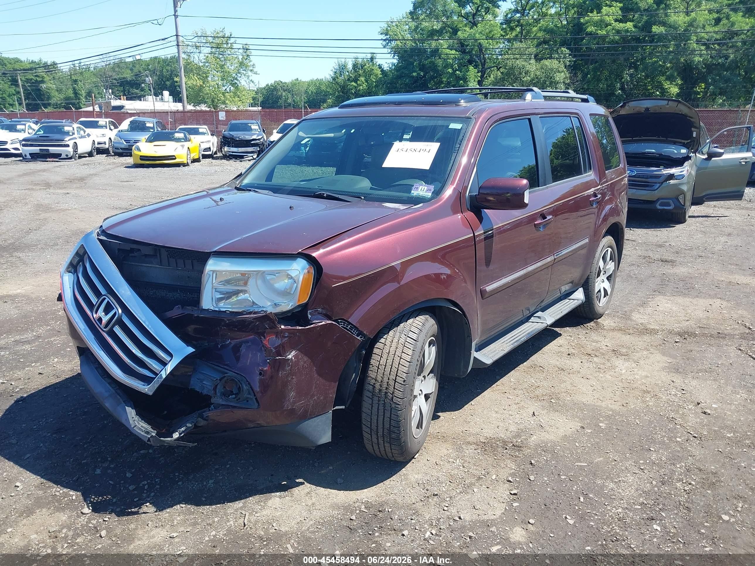 2013 Honda Pilot Touring Бордовый vin: 5FNYF4H91DB025802