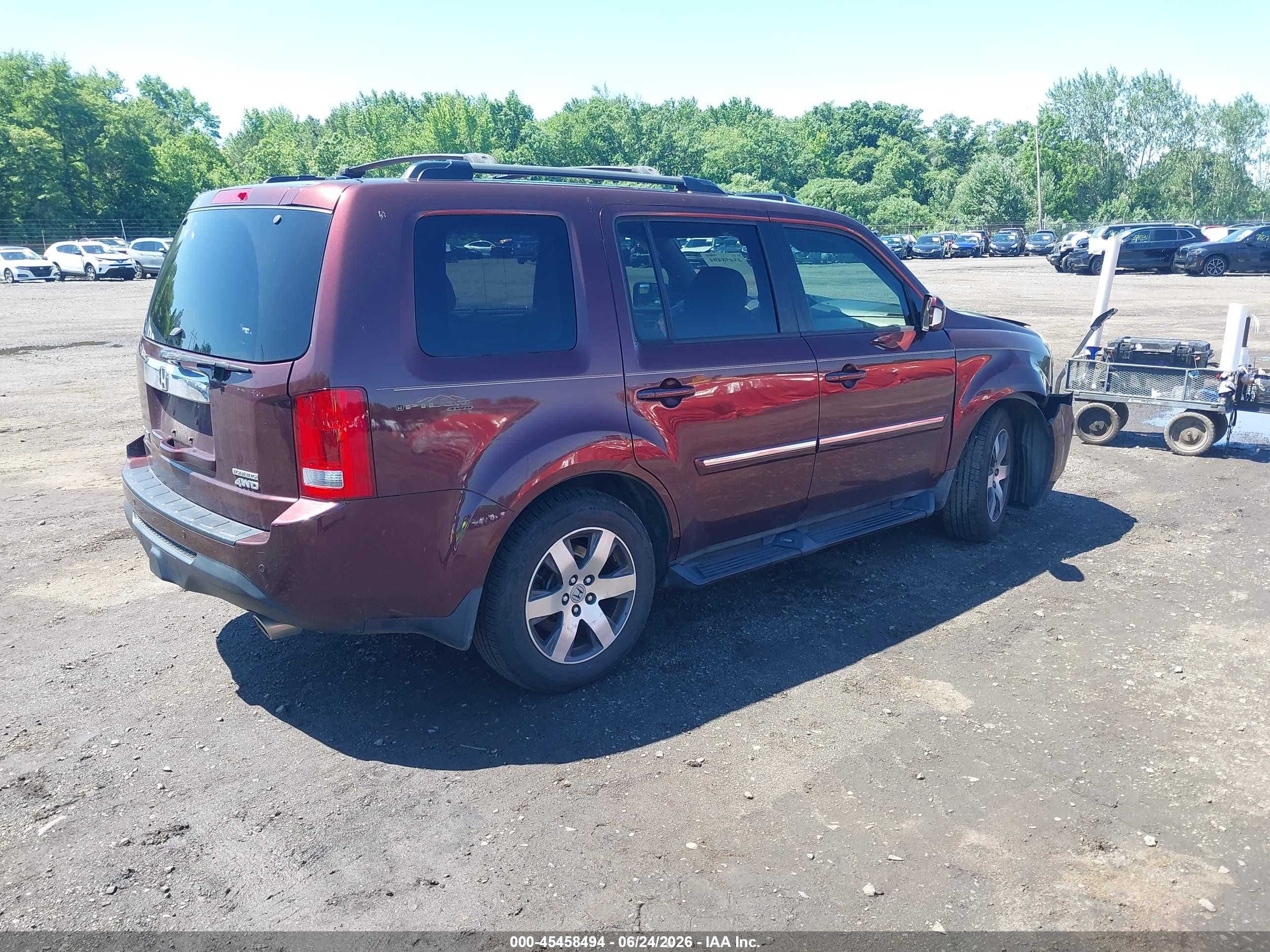 2013 Honda Pilot Touring Бордовый vin: 5FNYF4H91DB025802