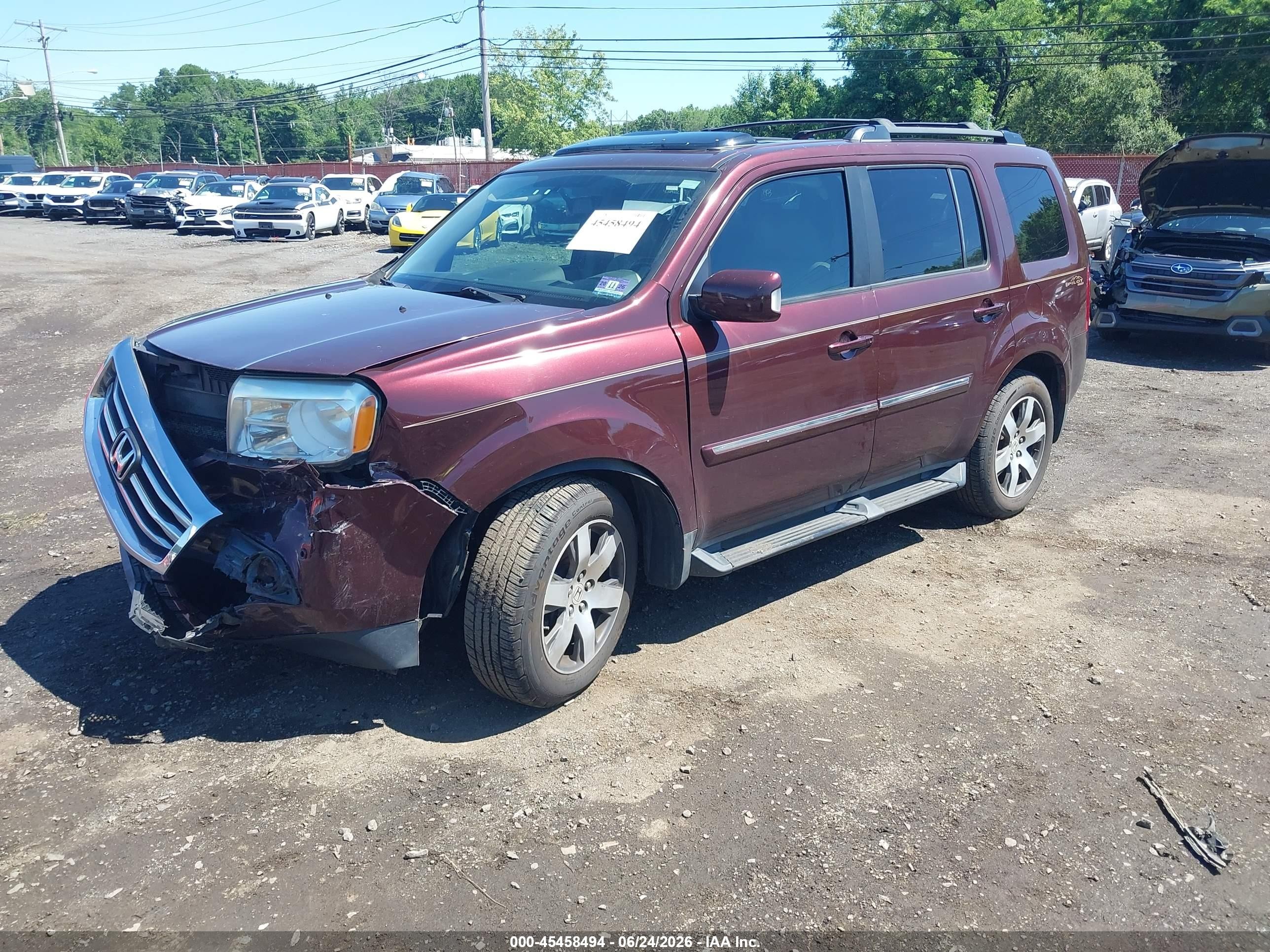 2013 Honda Pilot Touring Бордовый vin: 5FNYF4H91DB025802