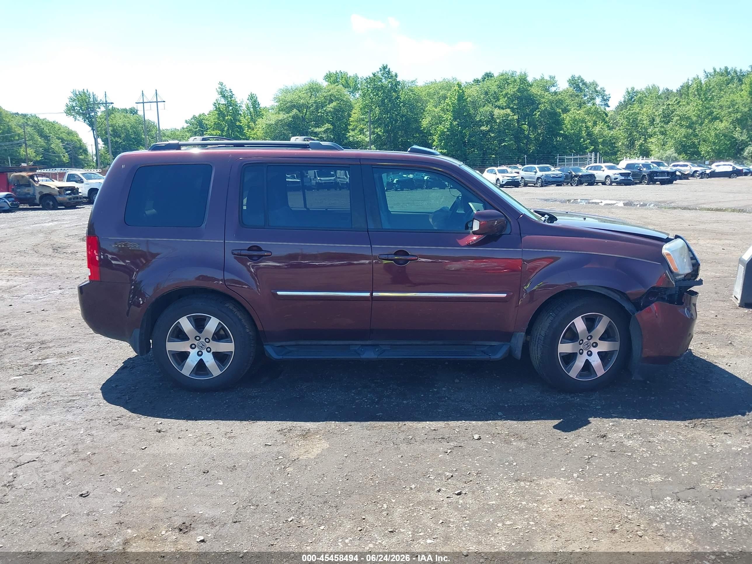 2013 Honda Pilot Touring Бордовый vin: 5FNYF4H91DB025802