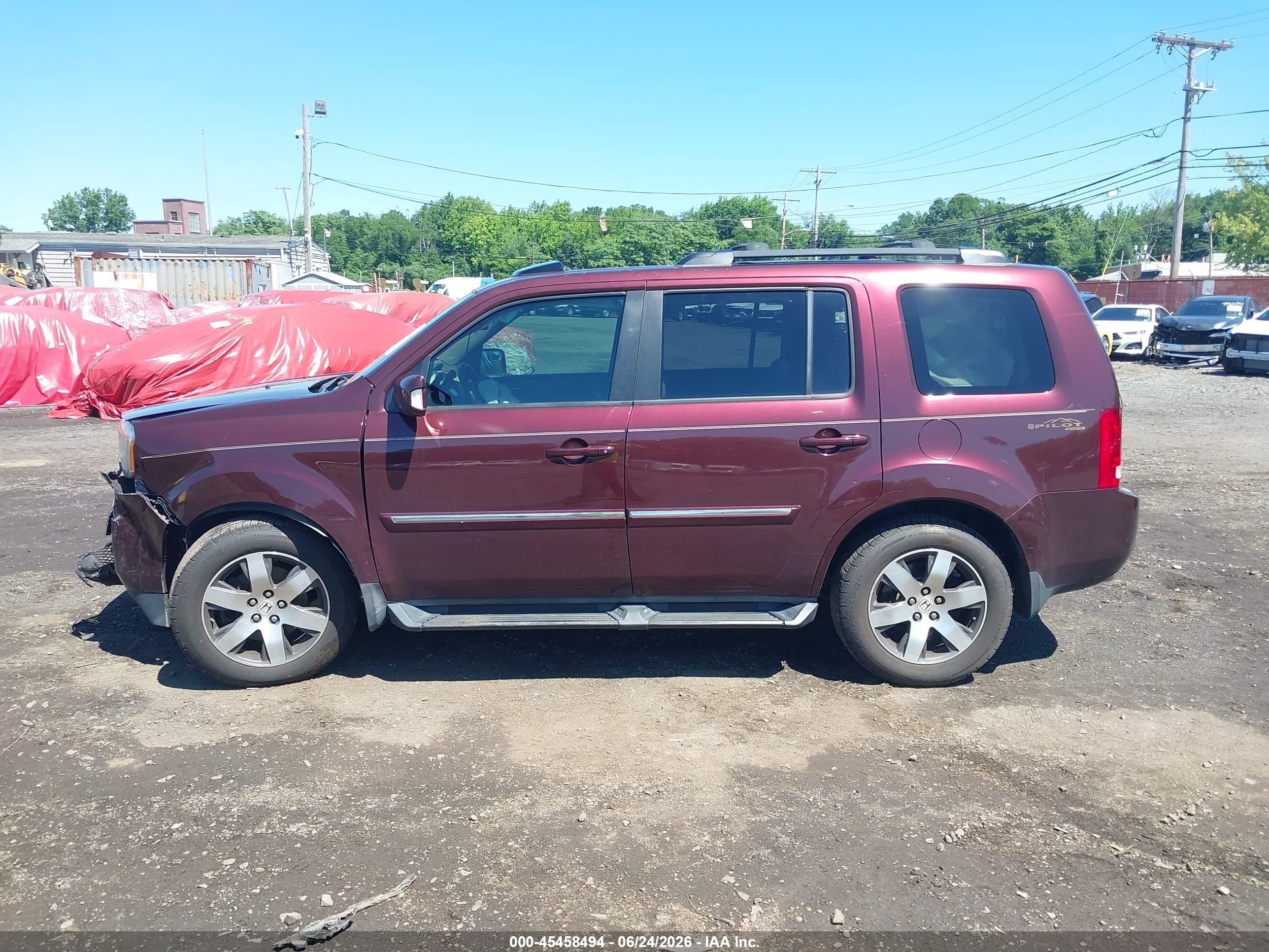 2013 Honda Pilot Touring Бордовый vin: 5FNYF4H91DB025802