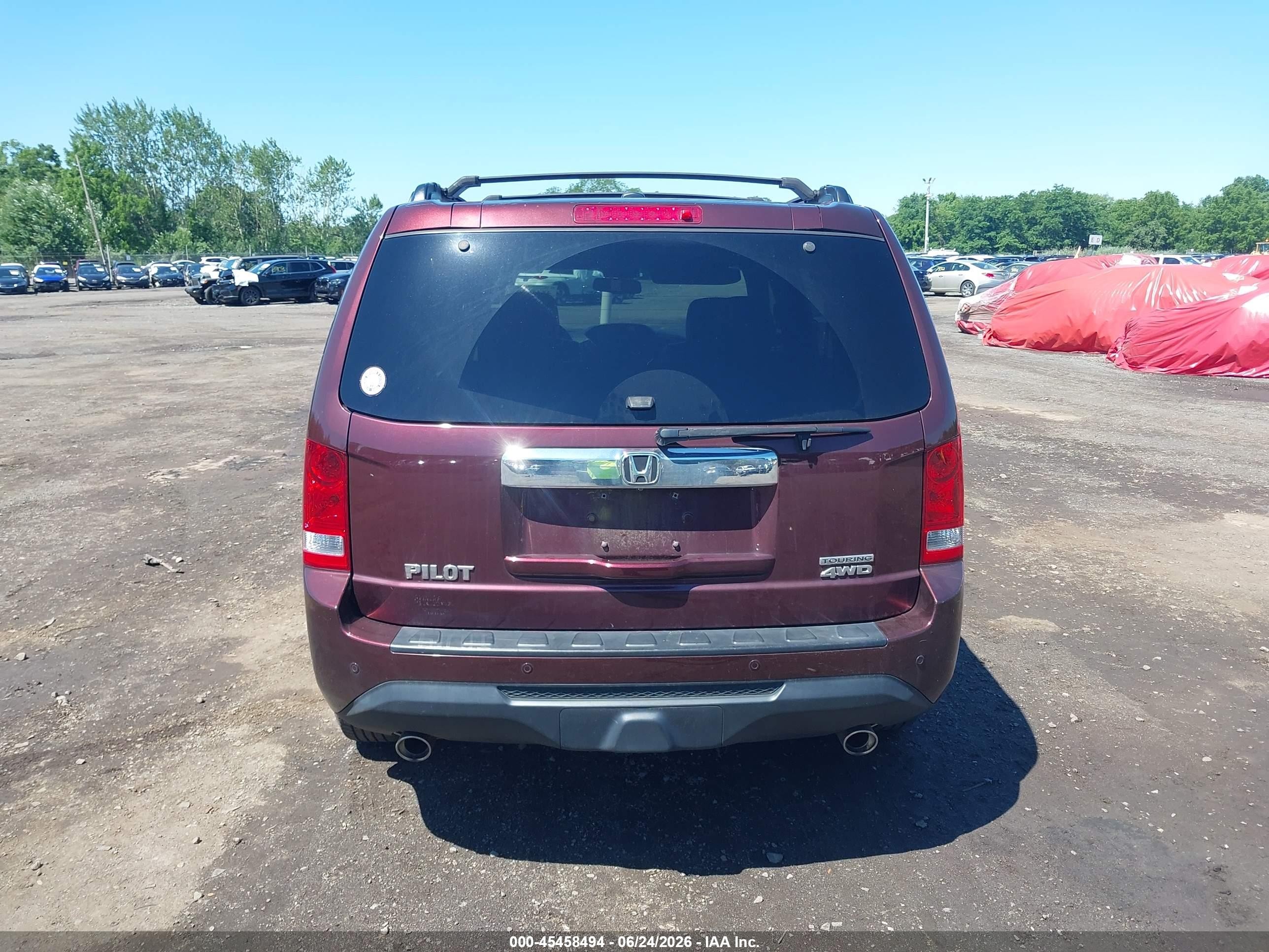 2013 Honda Pilot Touring Бордовый vin: 5FNYF4H91DB025802