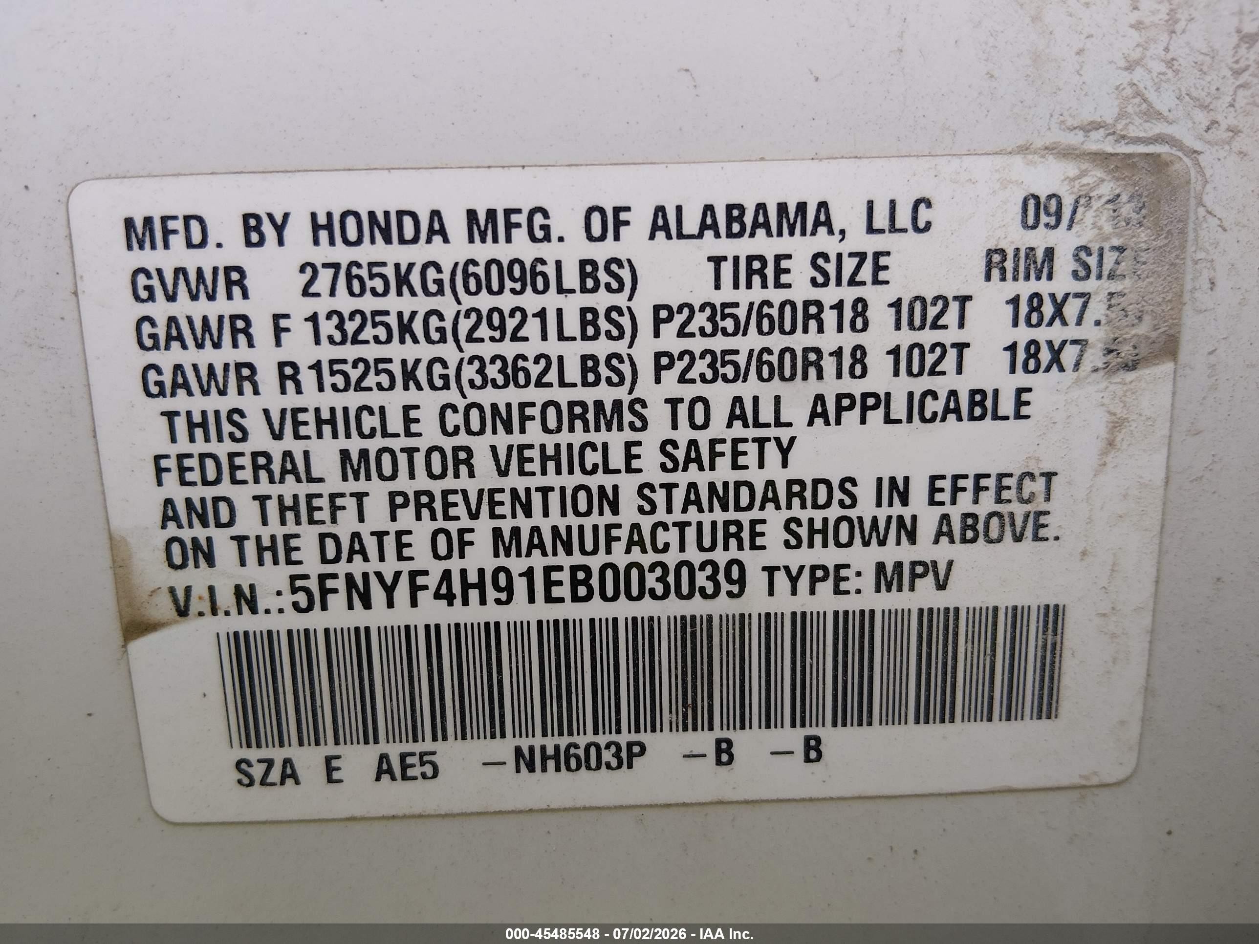 2014 Honda Pilot Touring Белый vin: 5FNYF4H91EB003039