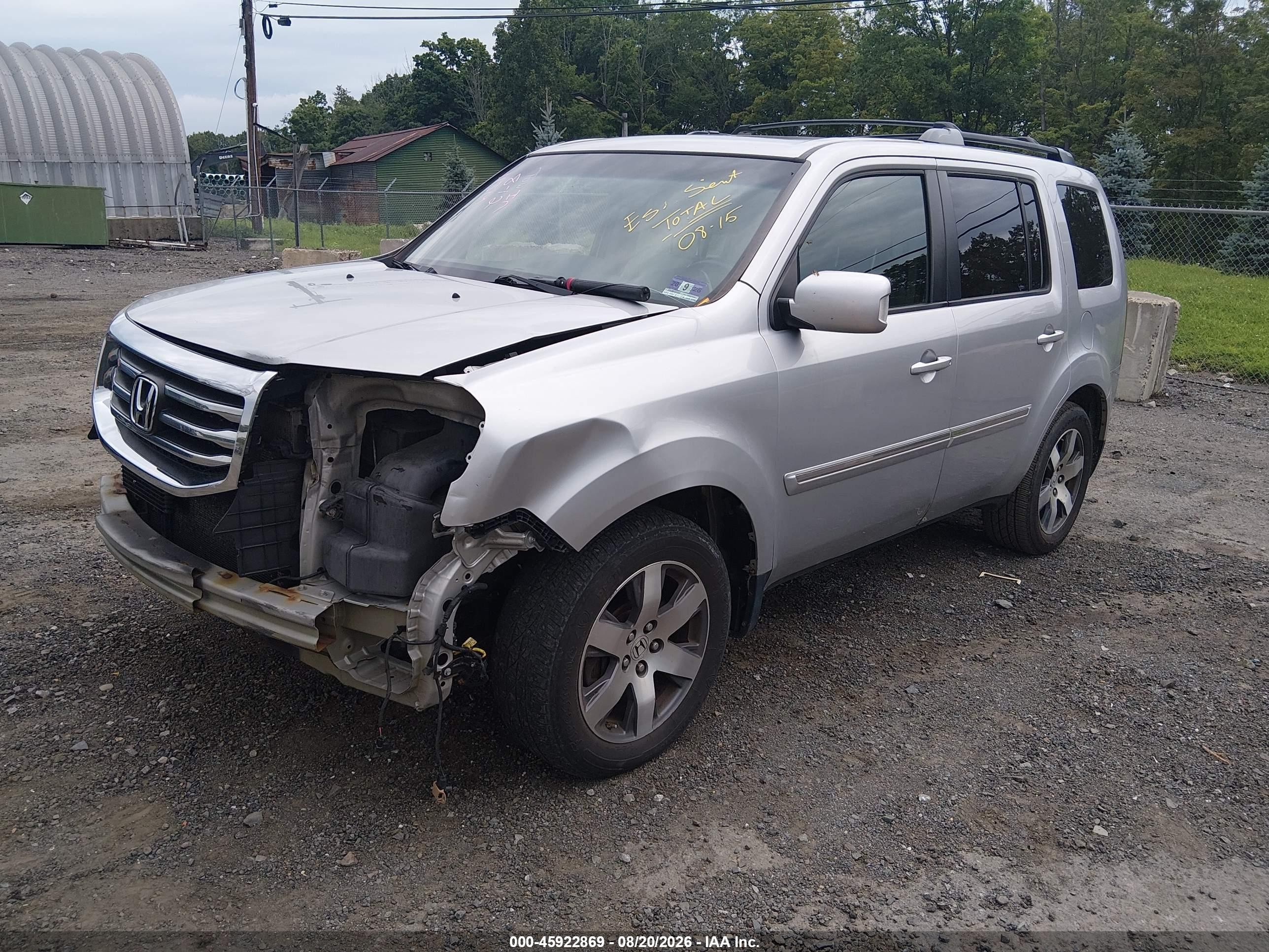 2013 Honda Pilot Touring Silver vin: 5FNYF4H92DB051020