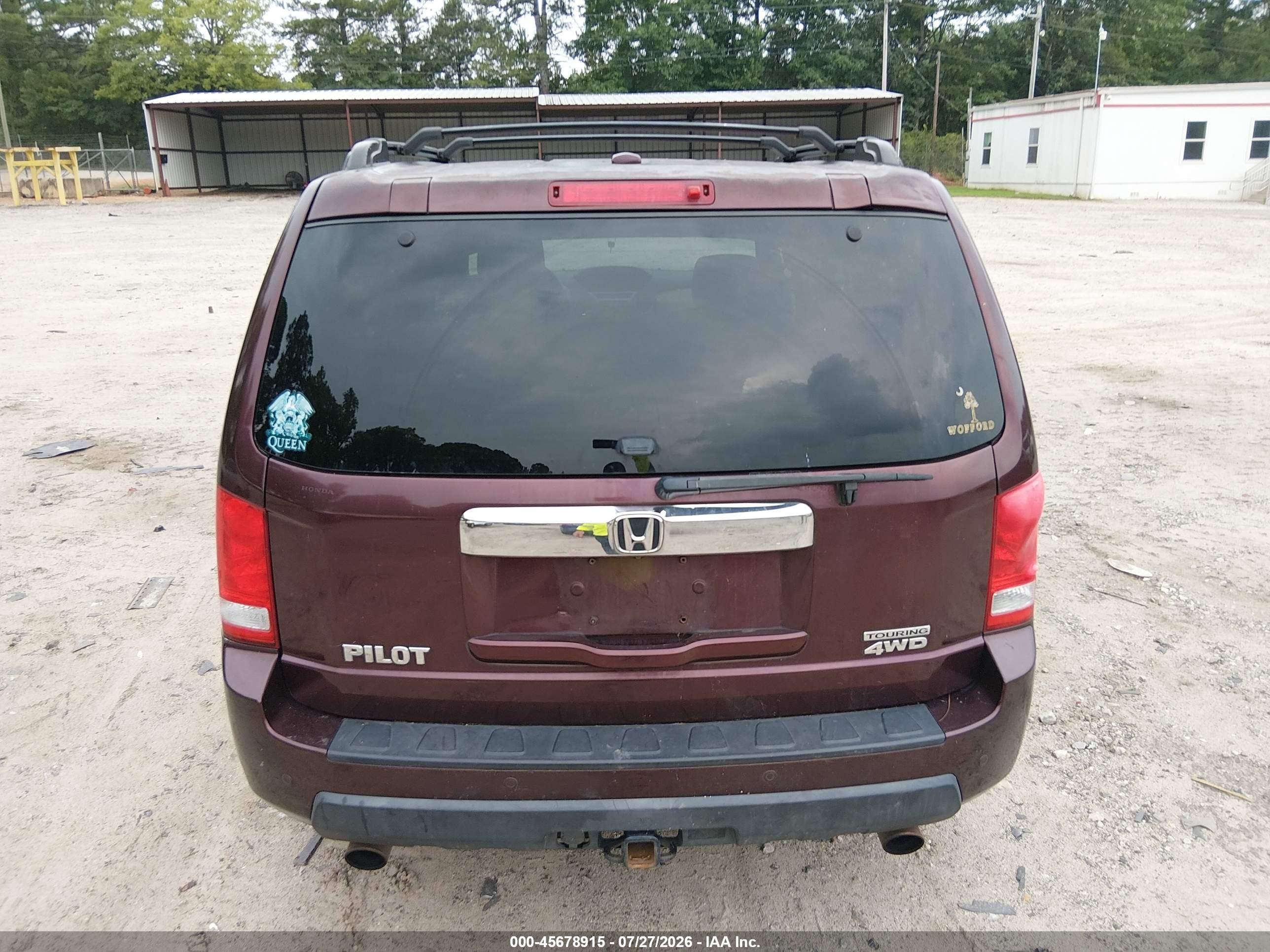 2010 Honda Pilot Touring Burgundy vin: 5FNYF4H93AB040698