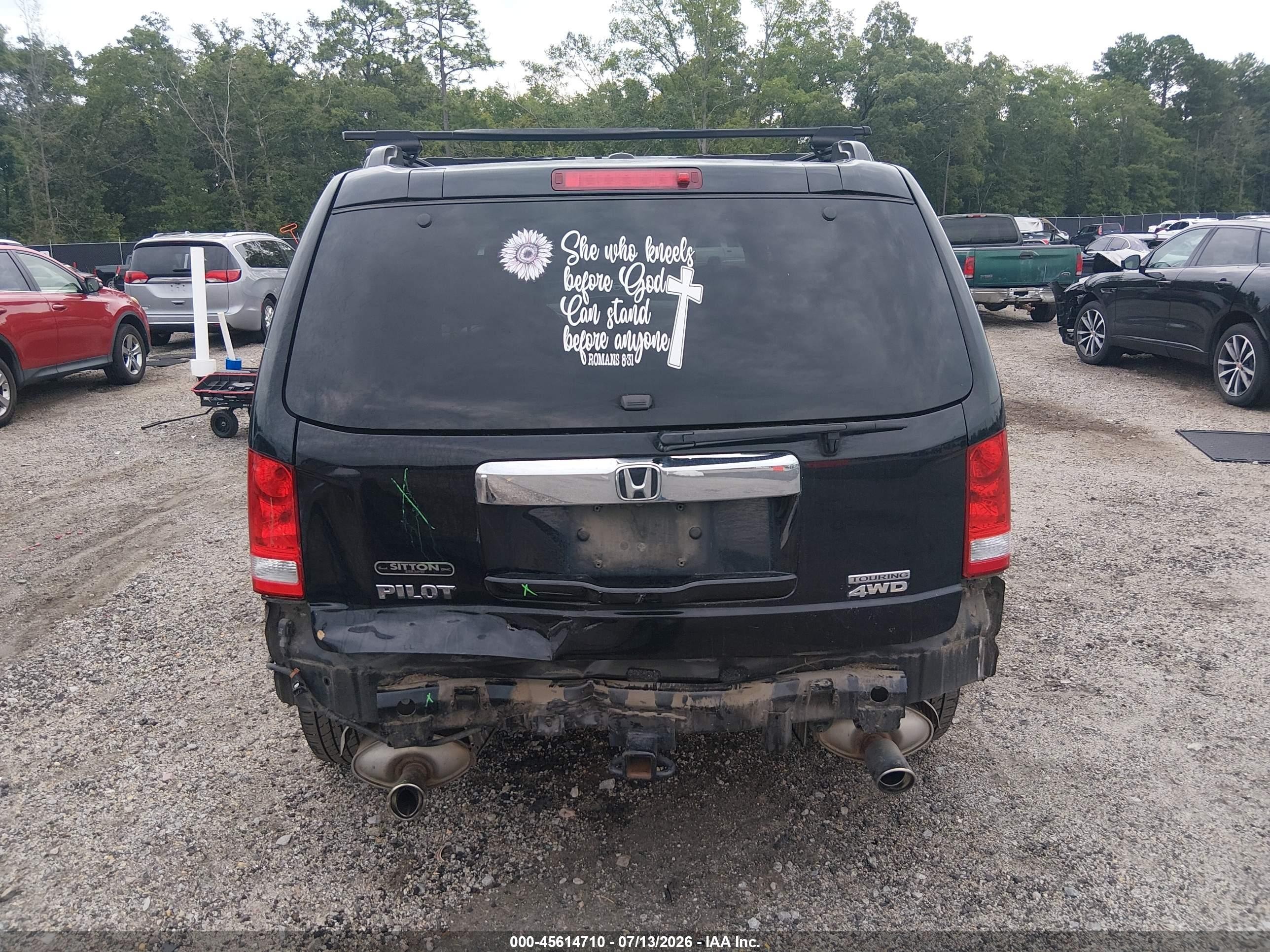 2012 Honda Pilot Touring Black vin: 5FNYF4H93CB081285
