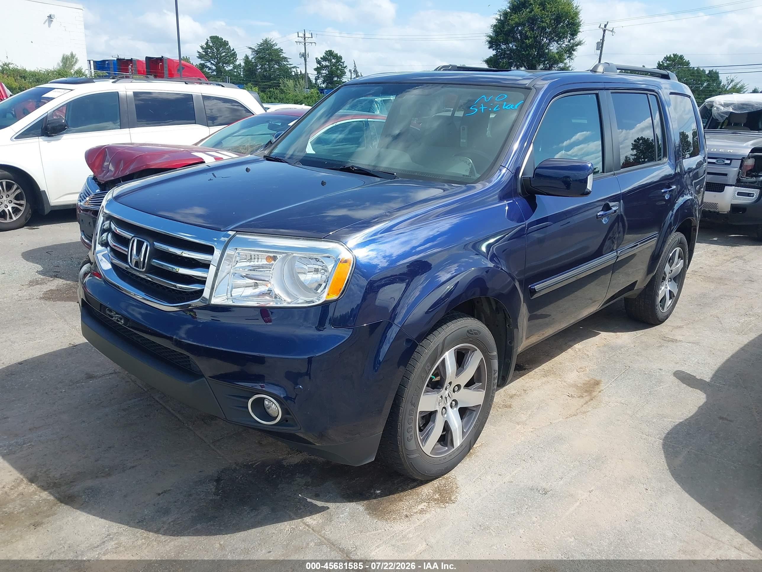 2013 Honda Pilot Touring Blue vin: 5FNYF4H93DB010749