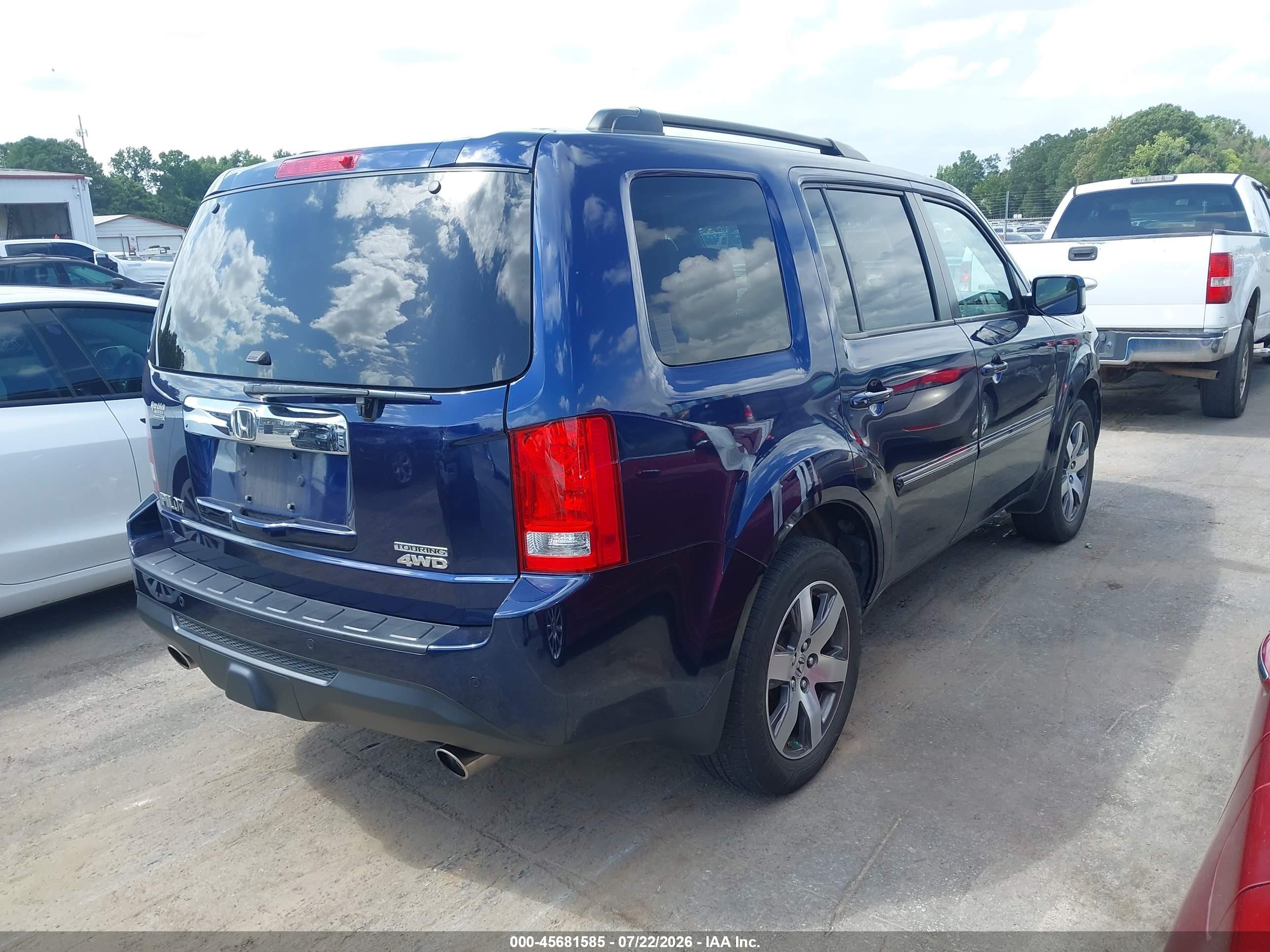 2013 Honda Pilot Touring Blue vin: 5FNYF4H93DB010749