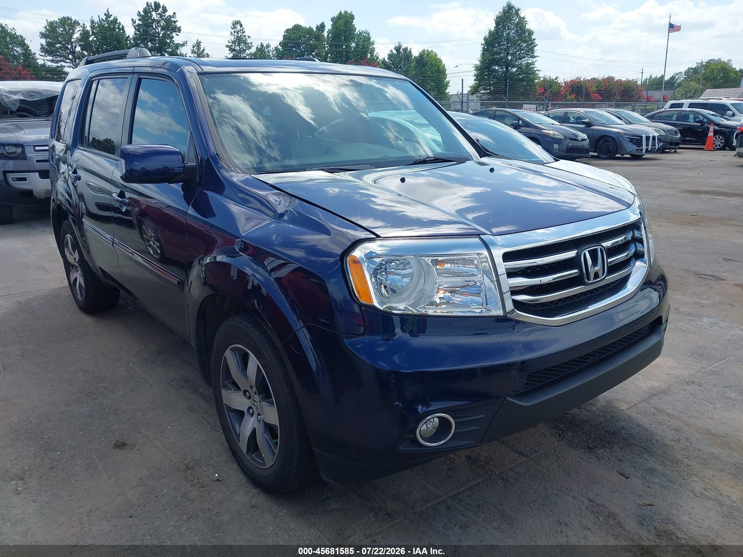 2013 Honda Pilot Touring Blue vin: 5FNYF4H93DB010749