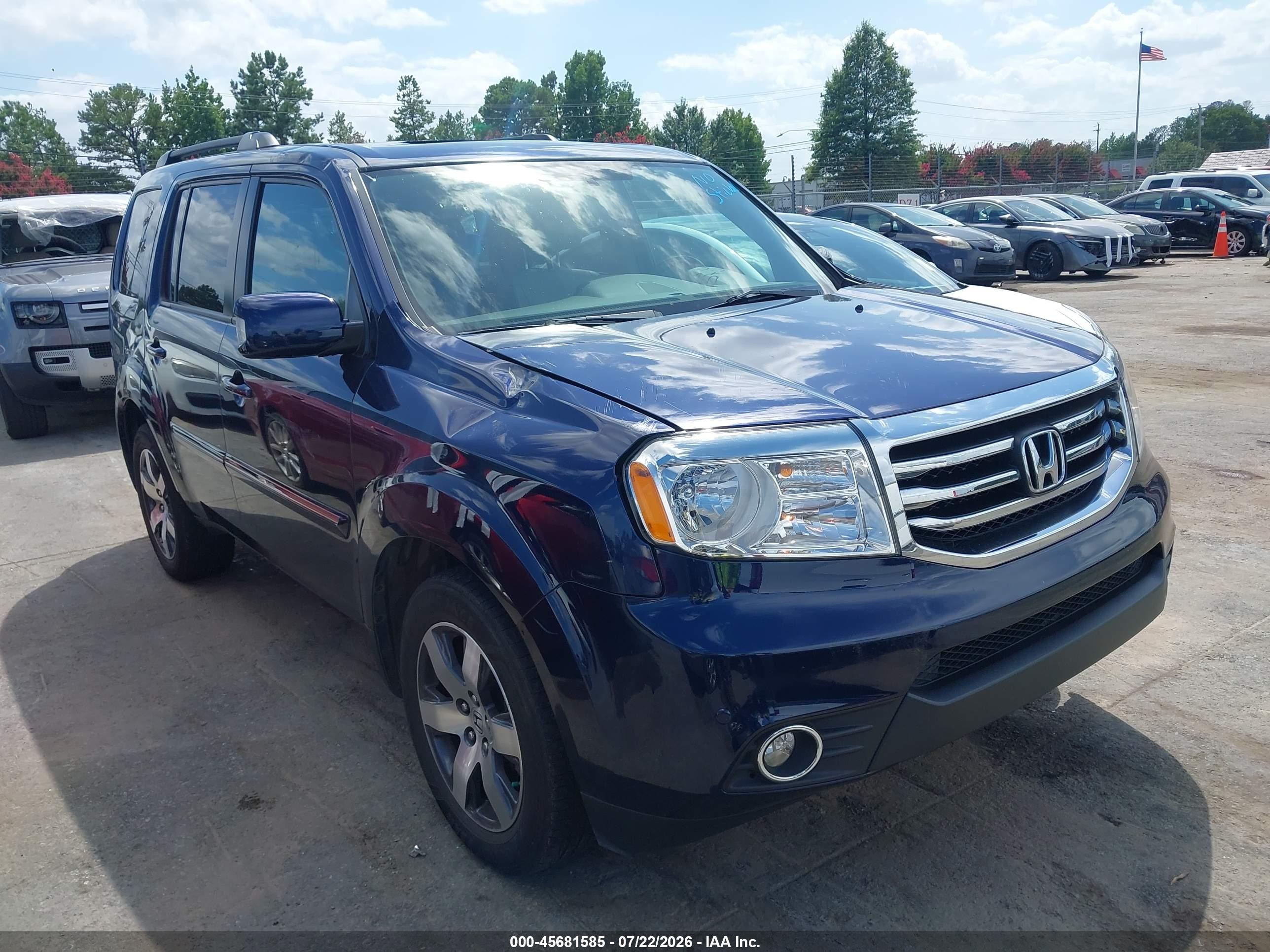 2013 Honda Pilot Touring Blue vin: 5FNYF4H93DB010749
