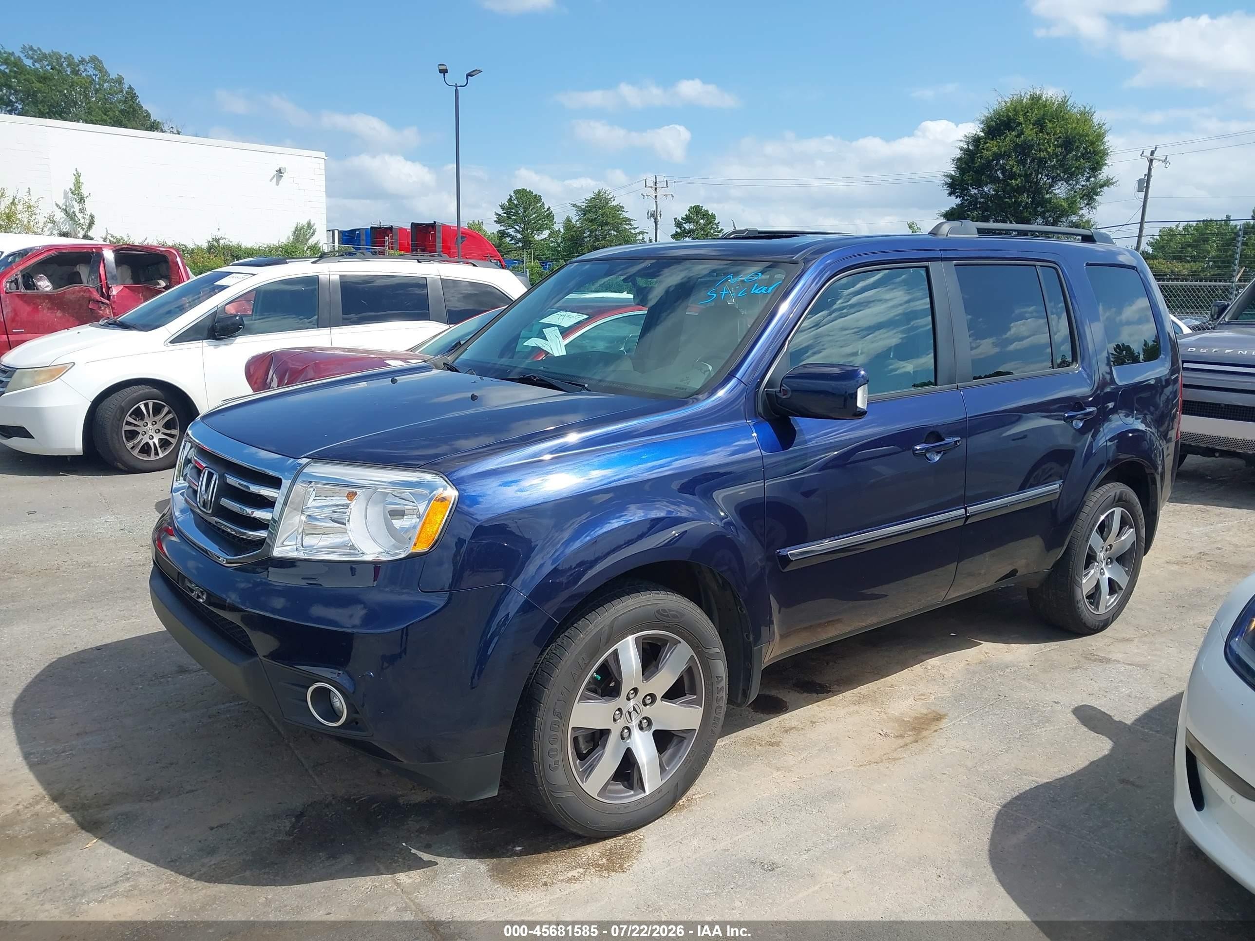 2013 Honda Pilot Touring Blue vin: 5FNYF4H93DB010749