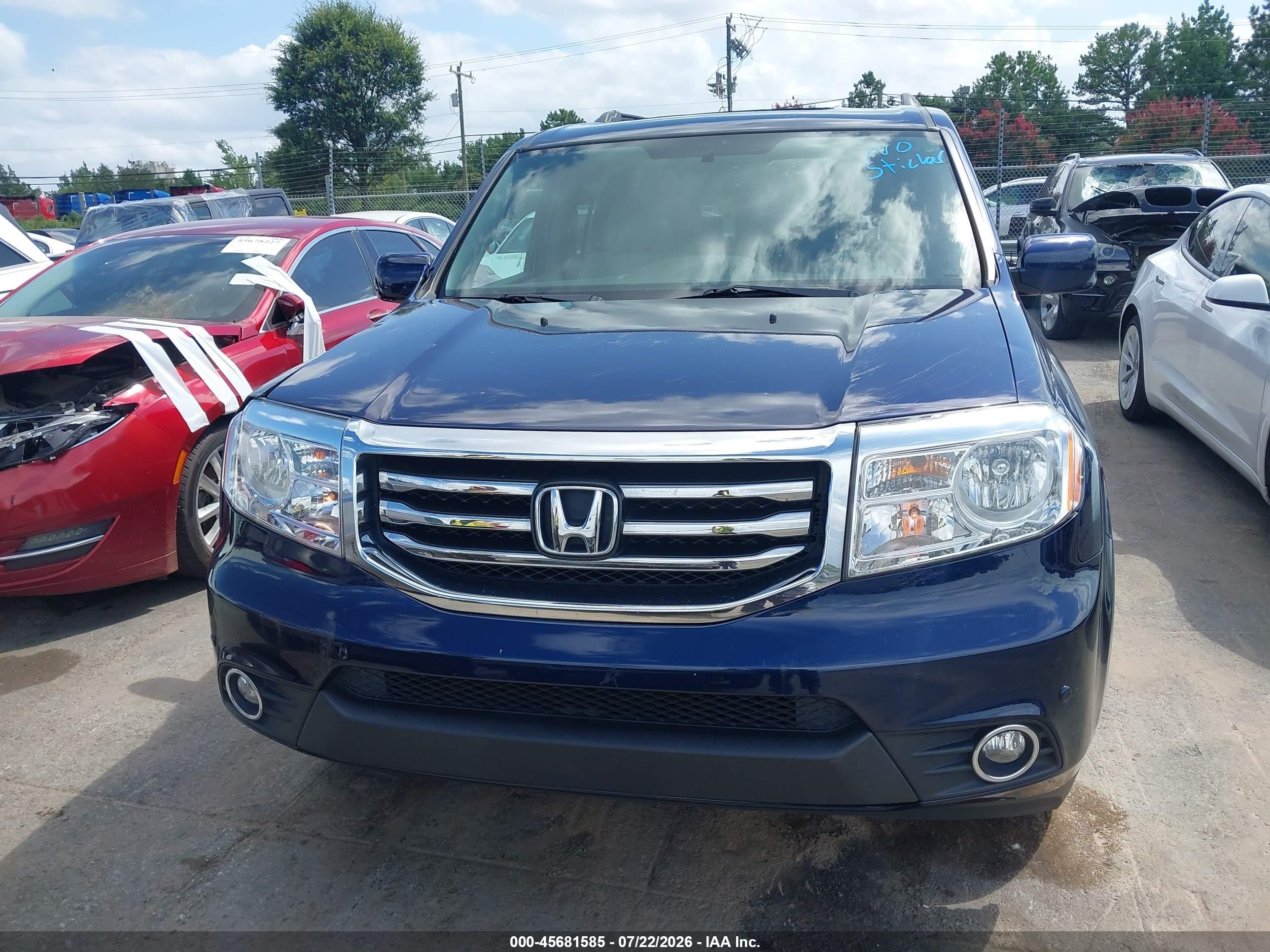 2013 Honda Pilot Touring Blue vin: 5FNYF4H93DB010749