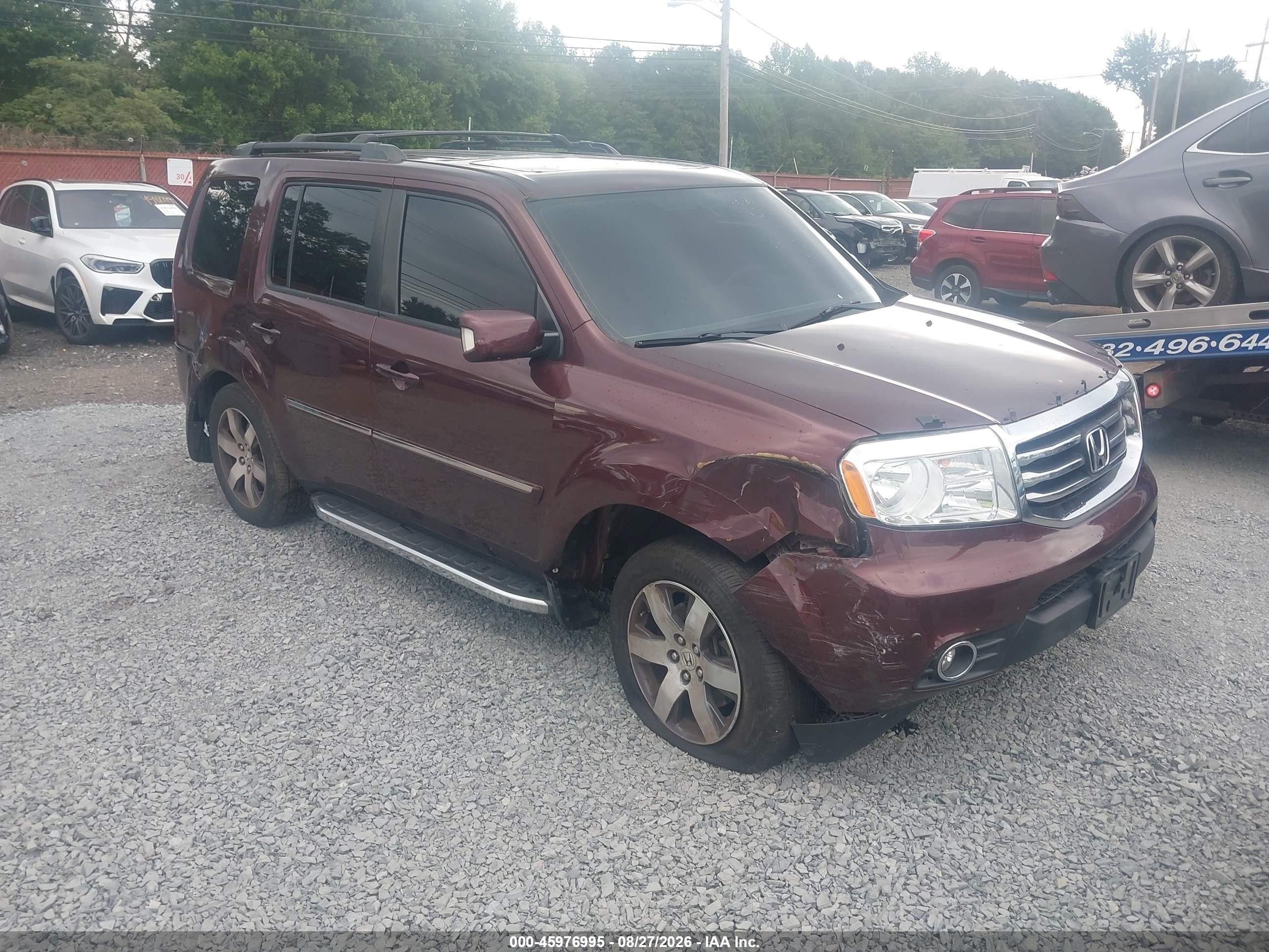 2013 Honda Pilot Touring Бордовый vin: 5FNYF4H94DB028189