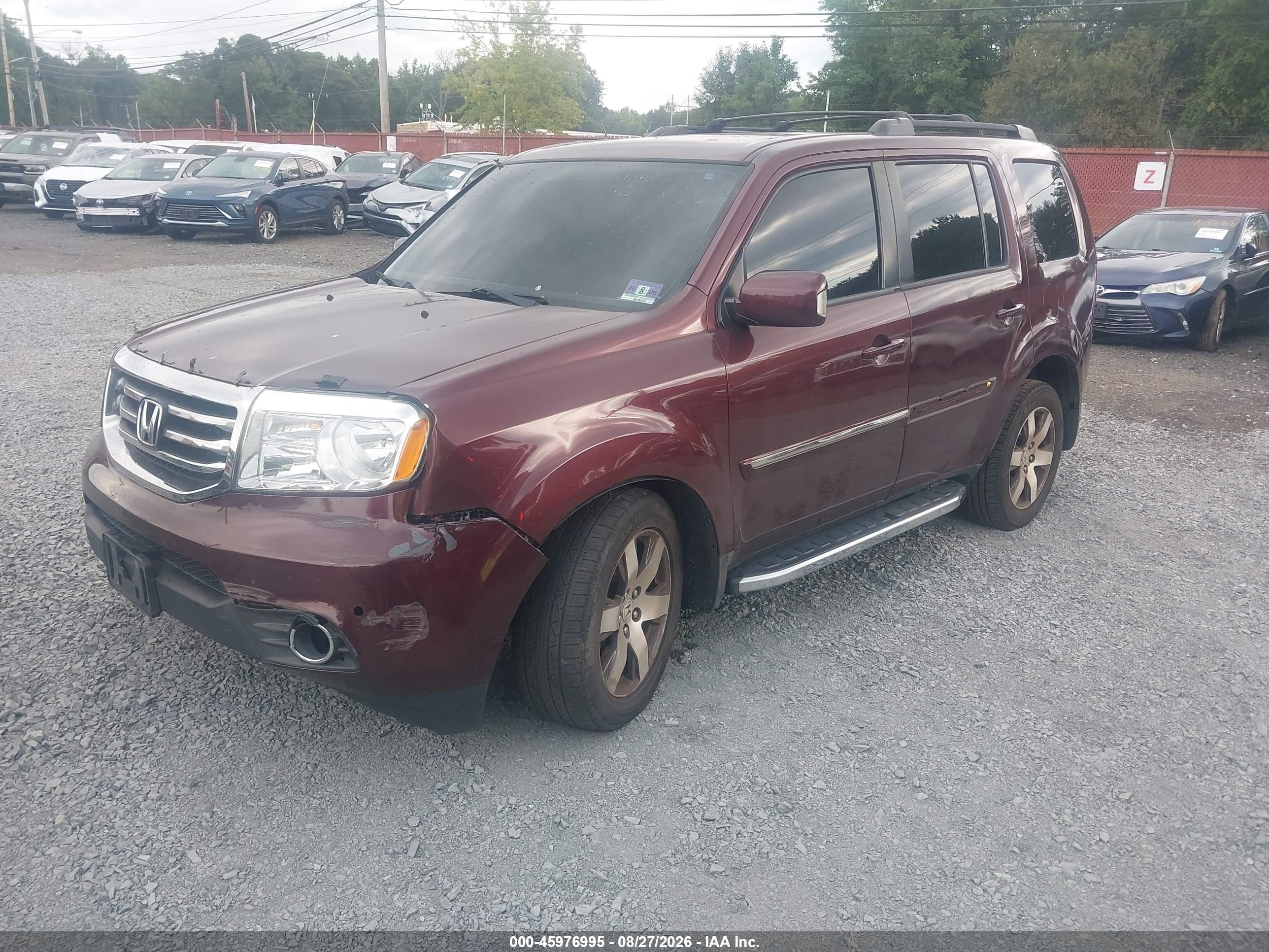 2013 Honda Pilot Touring Бордовый vin: 5FNYF4H94DB028189
