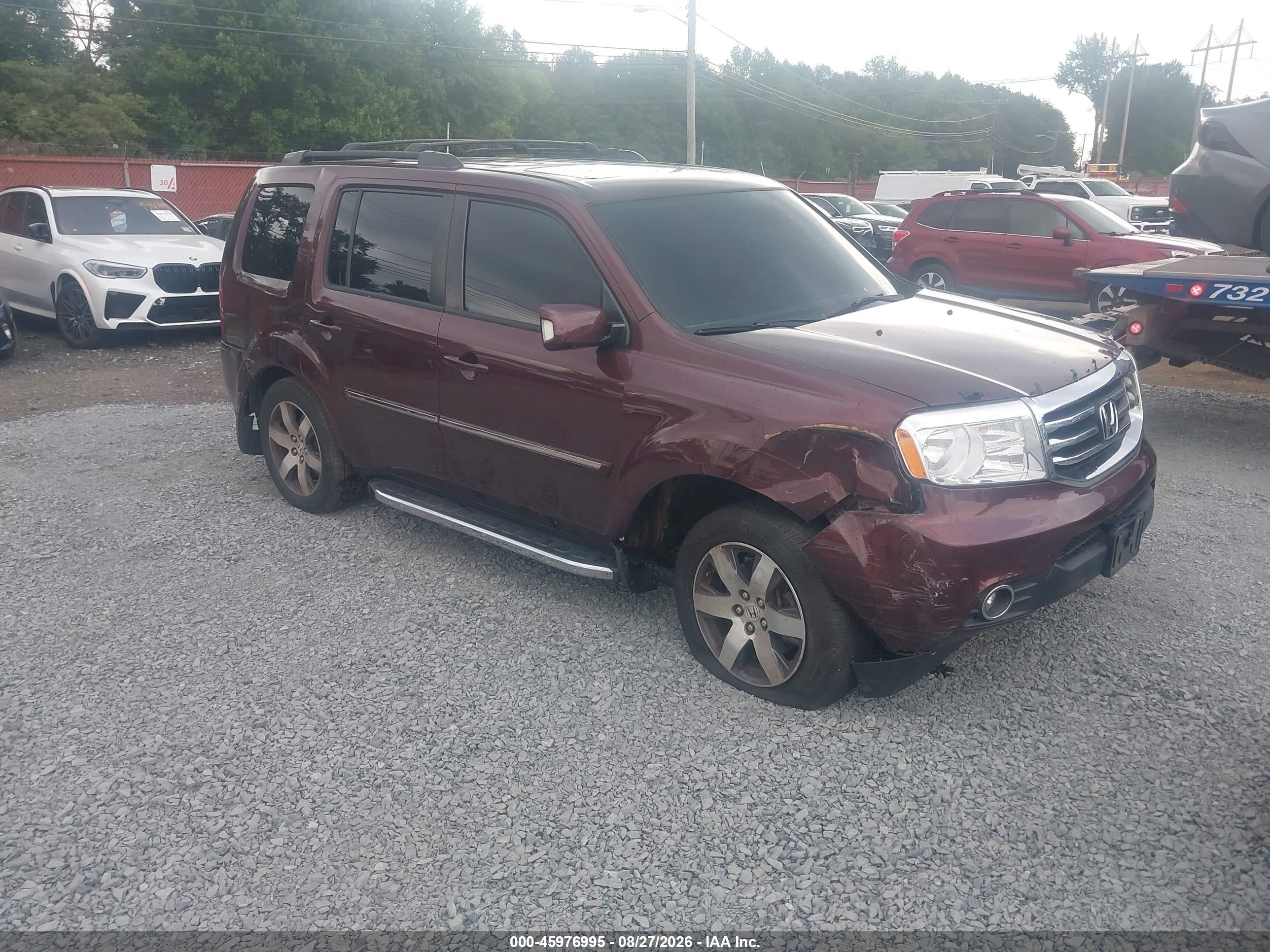 2013 Honda Pilot Touring Бордовый vin: 5FNYF4H94DB028189