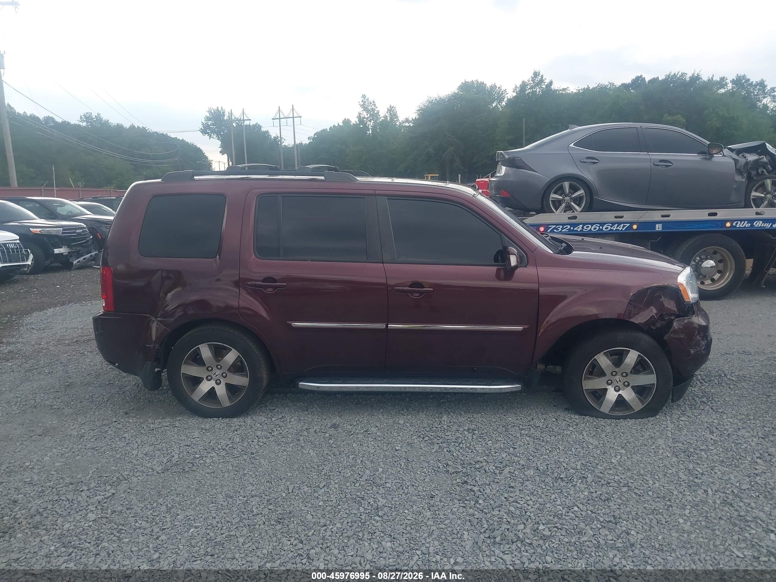 2013 Honda Pilot Touring Бордовый vin: 5FNYF4H94DB028189