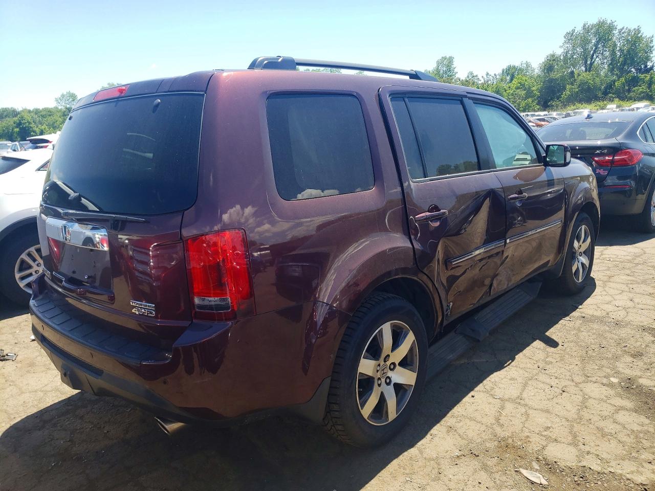 2013 Honda Pilot Touring Maroon vin: 5FNYF4H94DB047566