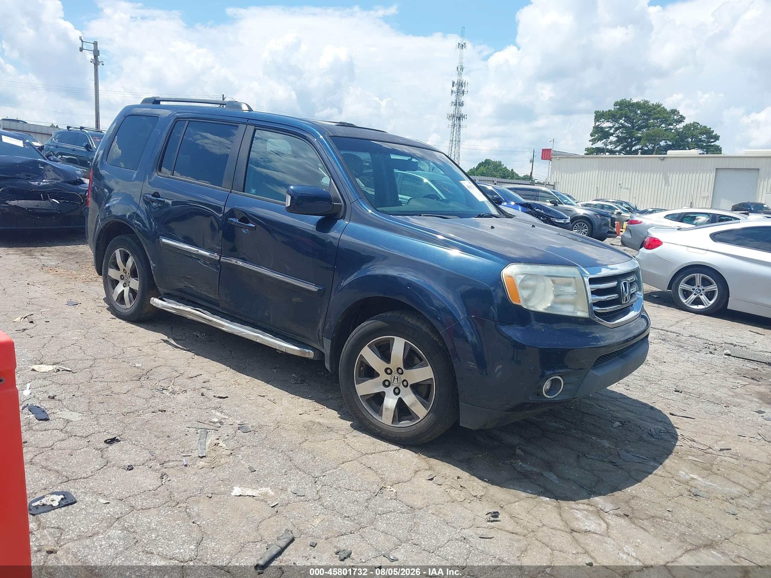 2012 Honda Pilot Touring Blue vin: 5FNYF4H95CB057036