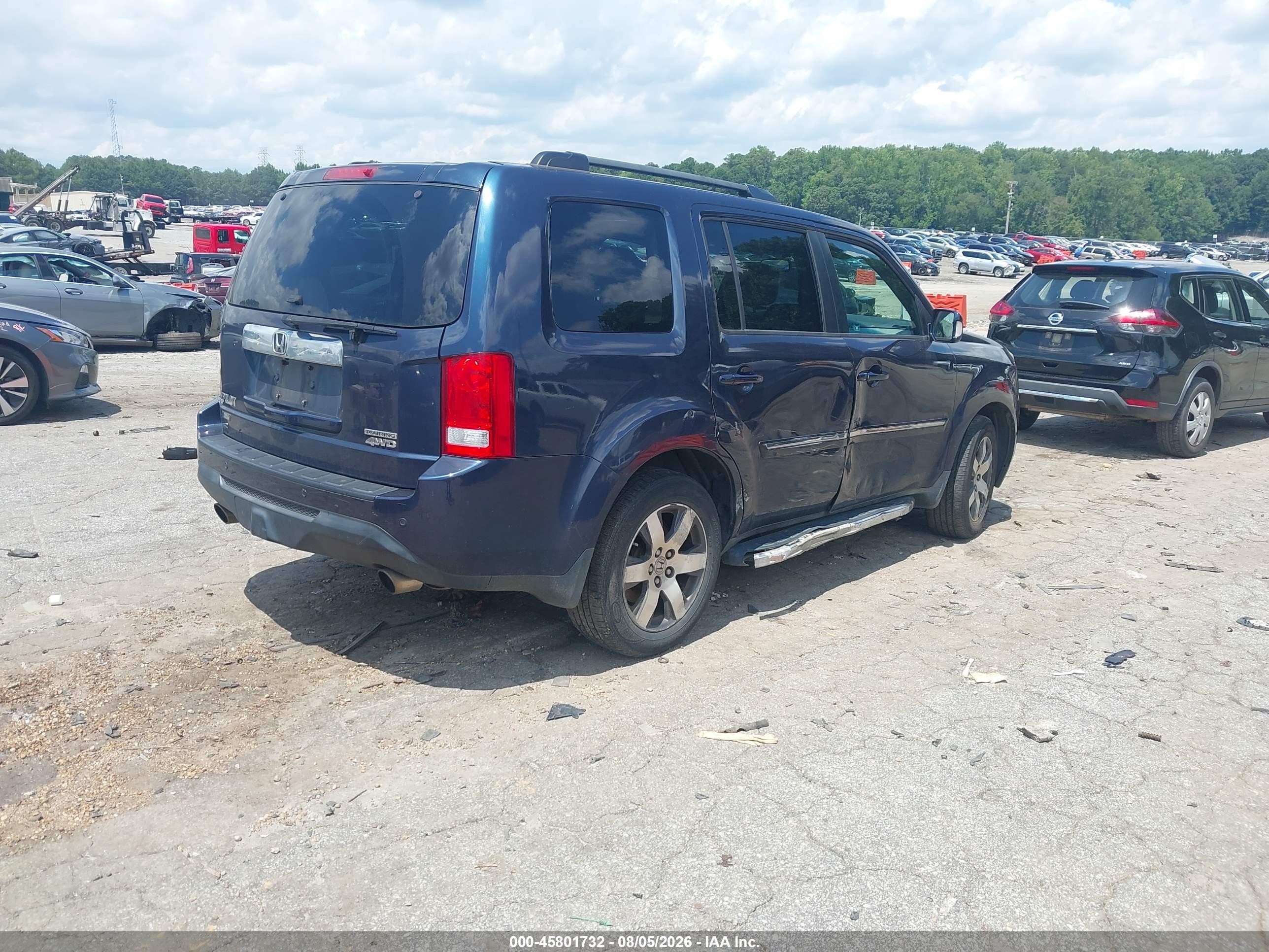 2012 Honda Pilot Touring Blue vin: 5FNYF4H95CB057036