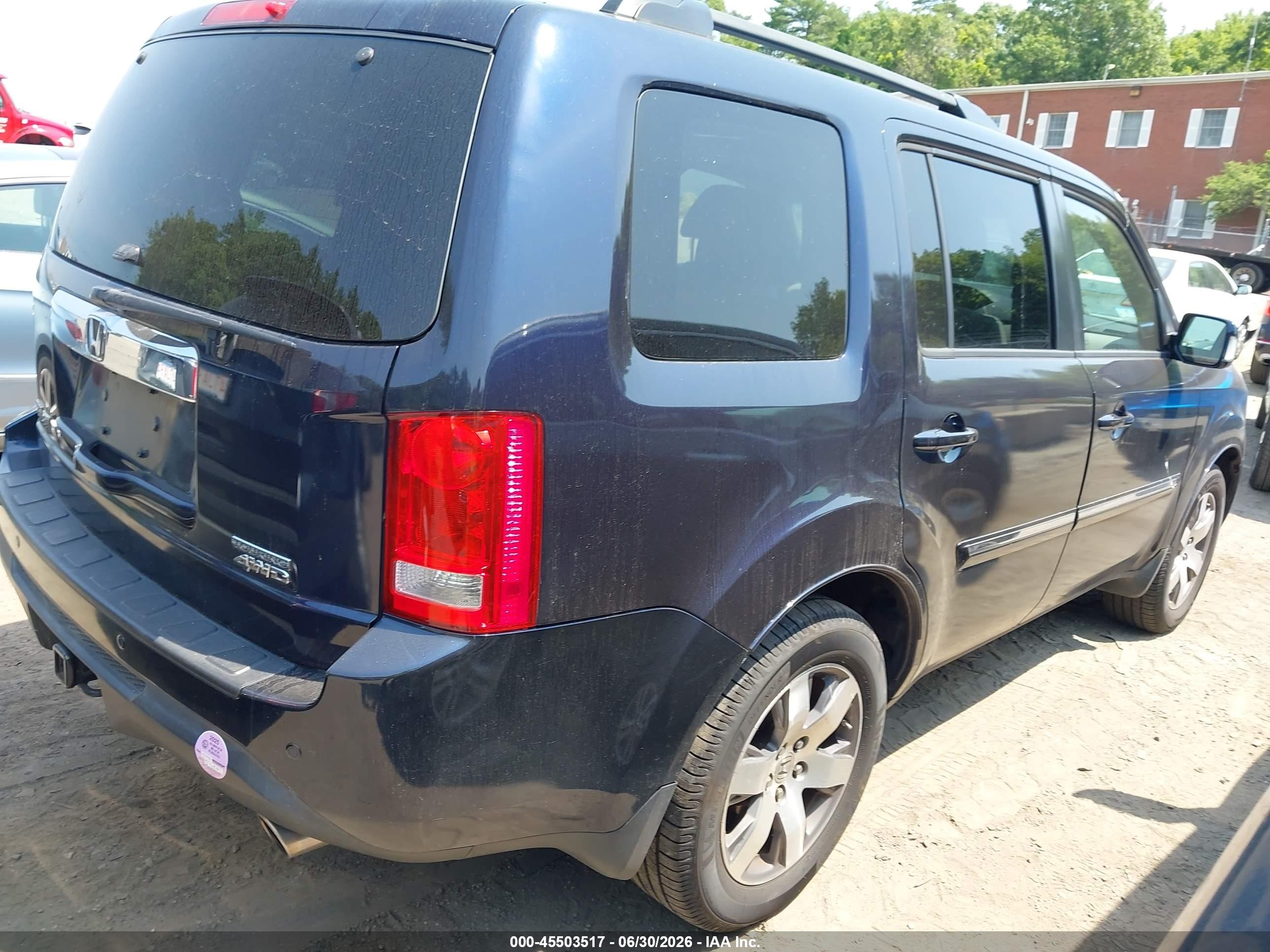 2013 Honda Pilot Touring Blue vin: 5FNYF4H95DB039735