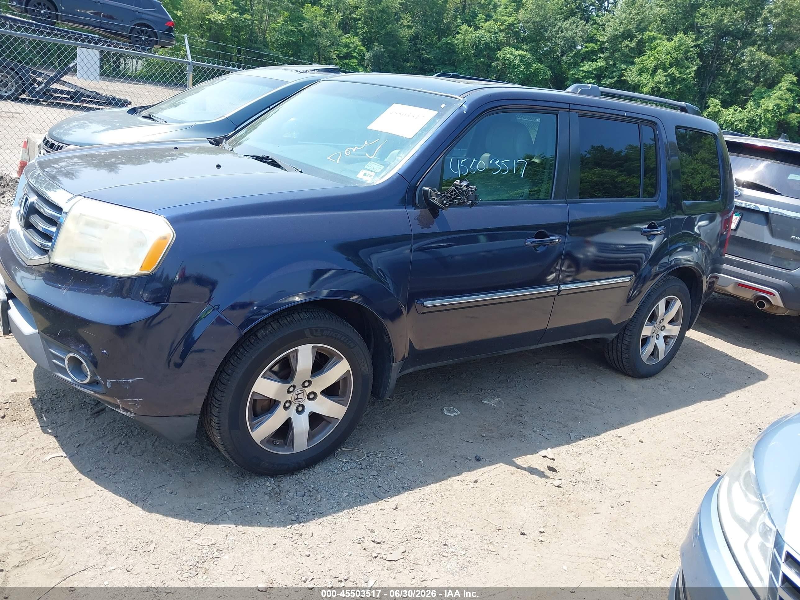 2013 Honda Pilot Touring Blue vin: 5FNYF4H95DB039735