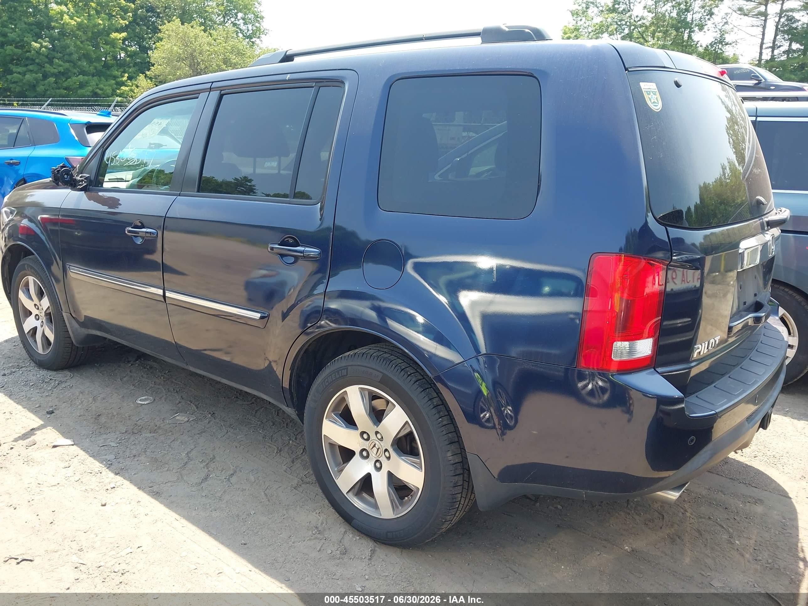 2013 Honda Pilot Touring Blue vin: 5FNYF4H95DB039735