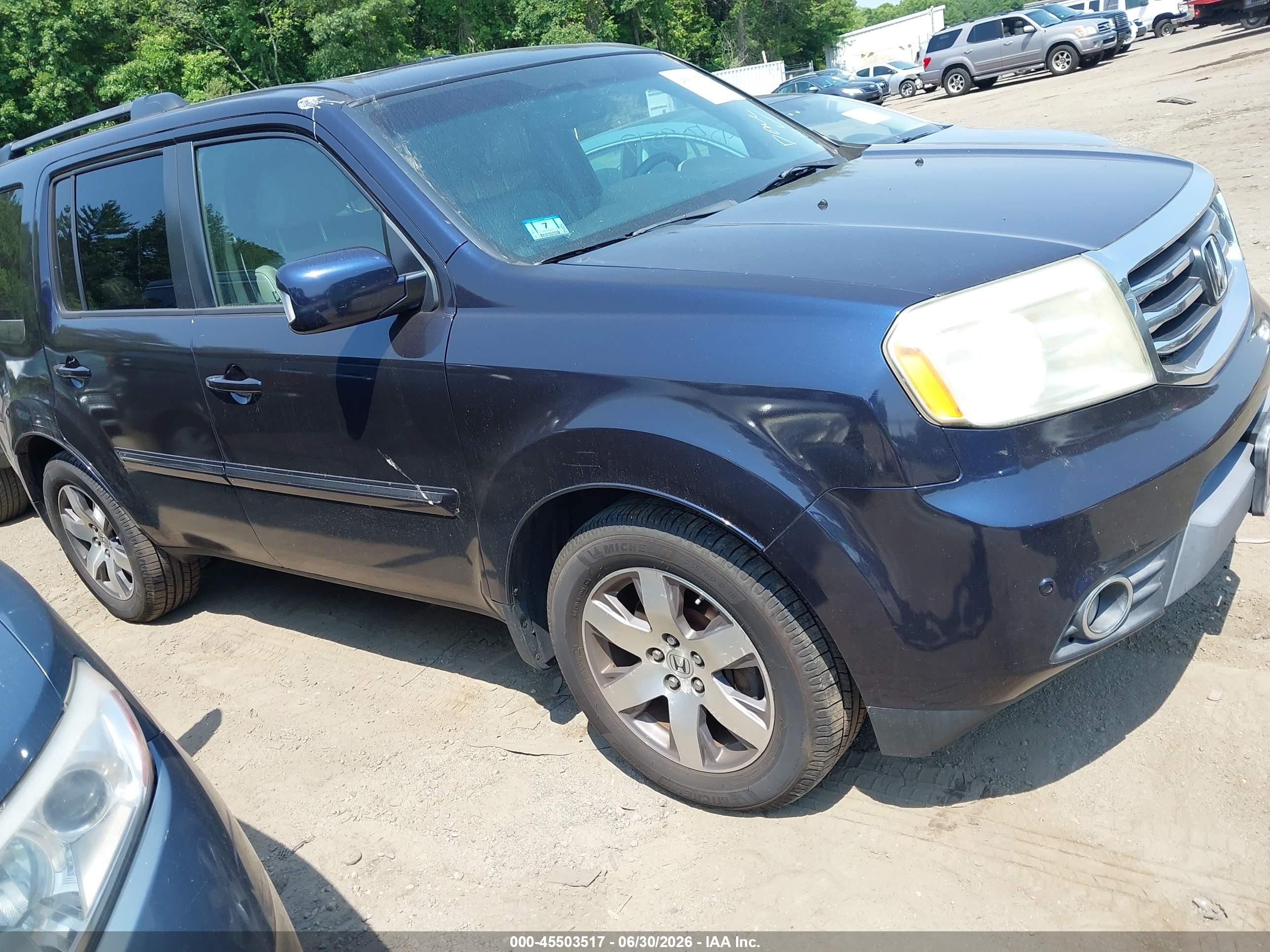 2013 Honda Pilot Touring Blue vin: 5FNYF4H95DB039735
